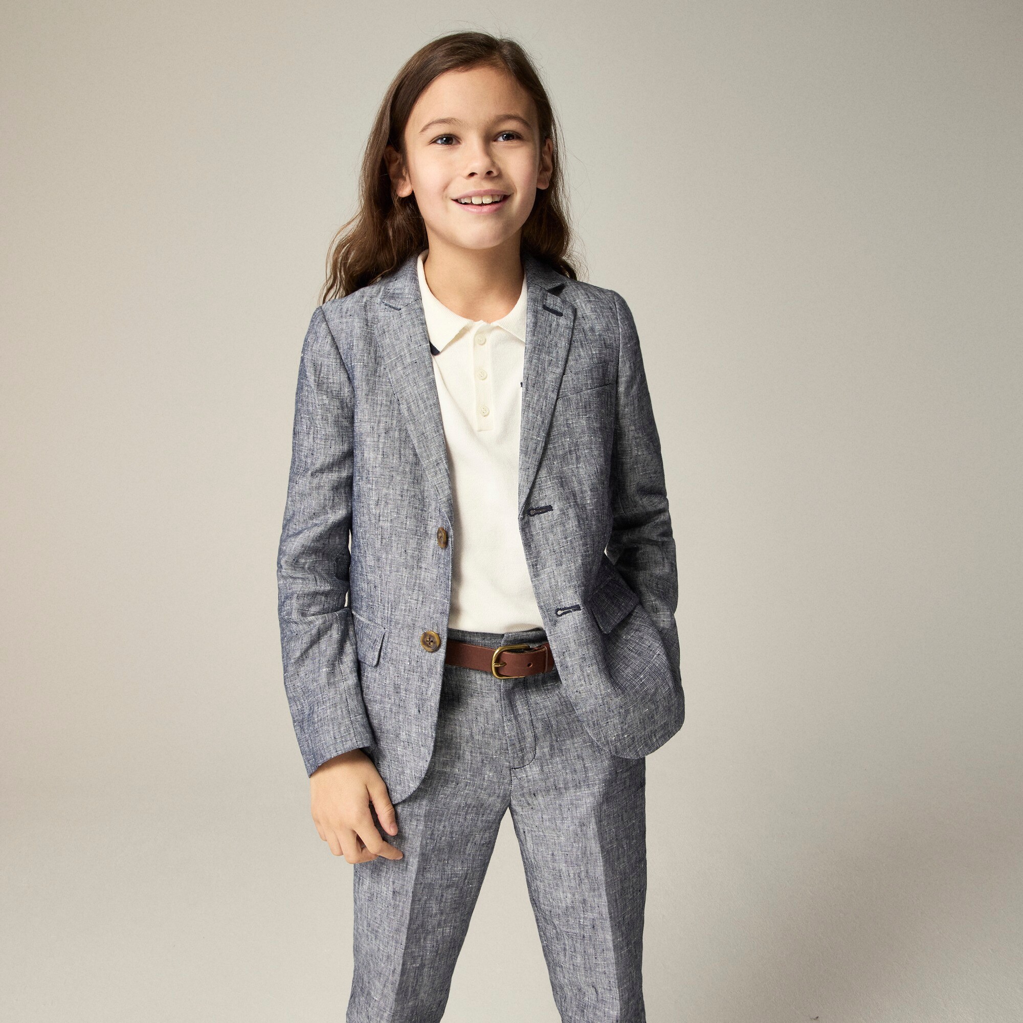 Boys' Ludlow unstructured suit jacket in linen blend