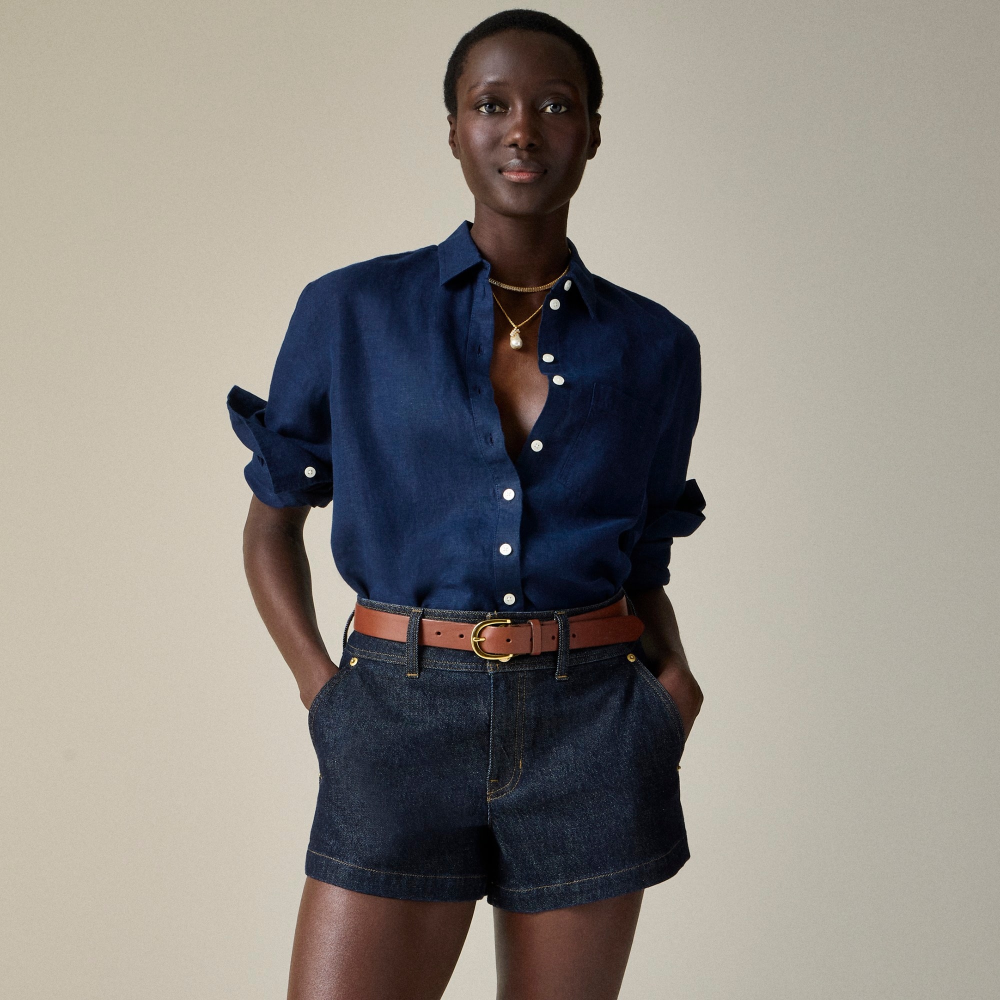womens Gar&ccedil;on classic shirt in Baird McNutt Irish linen