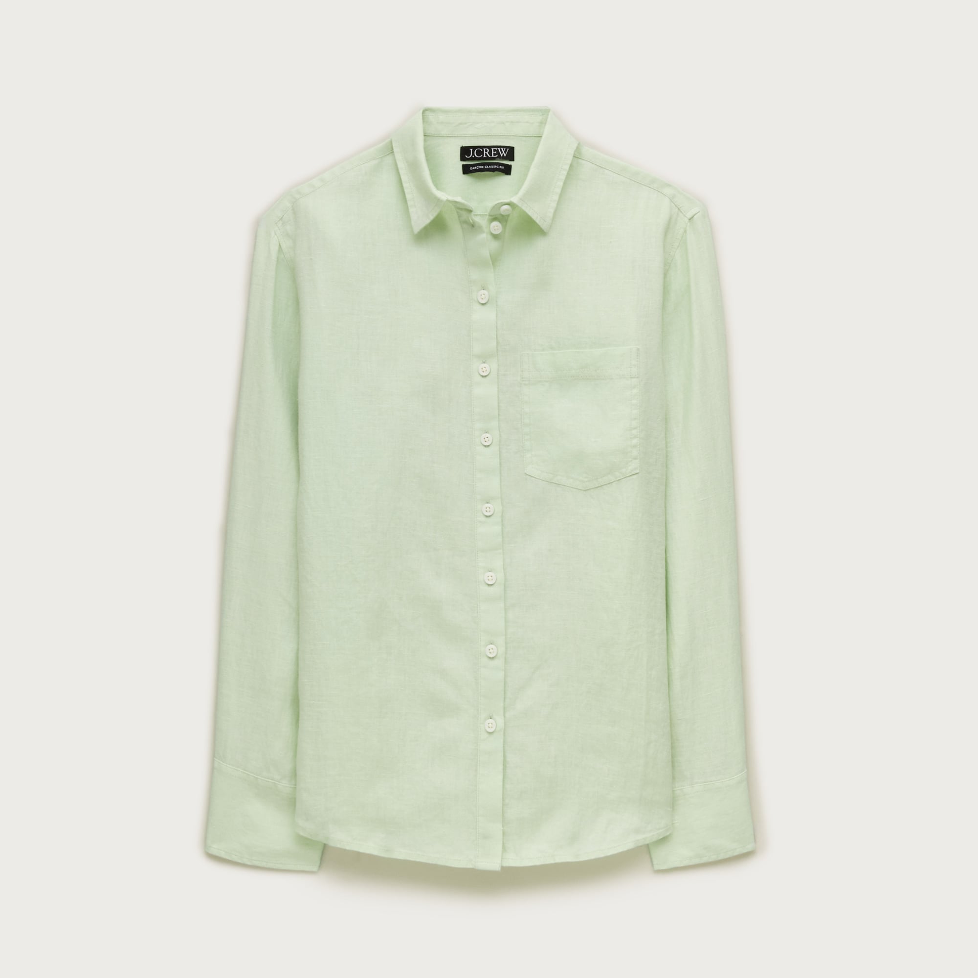 Petite Gar&ccedil;on classic shirt in Baird McNutt Irish linen - Green