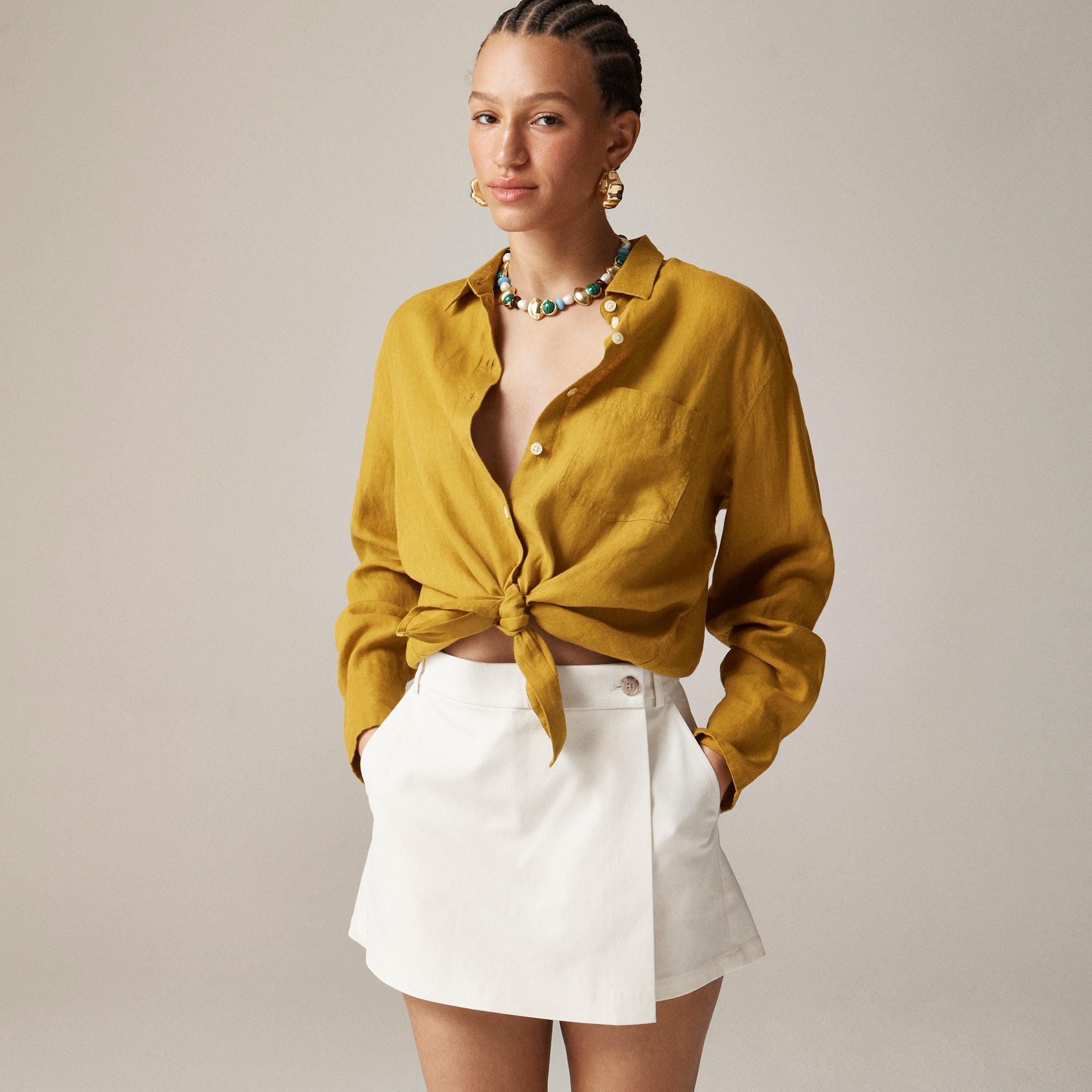 womens Gar&ccedil;on classic shirt in Baird McNutt Irish linen