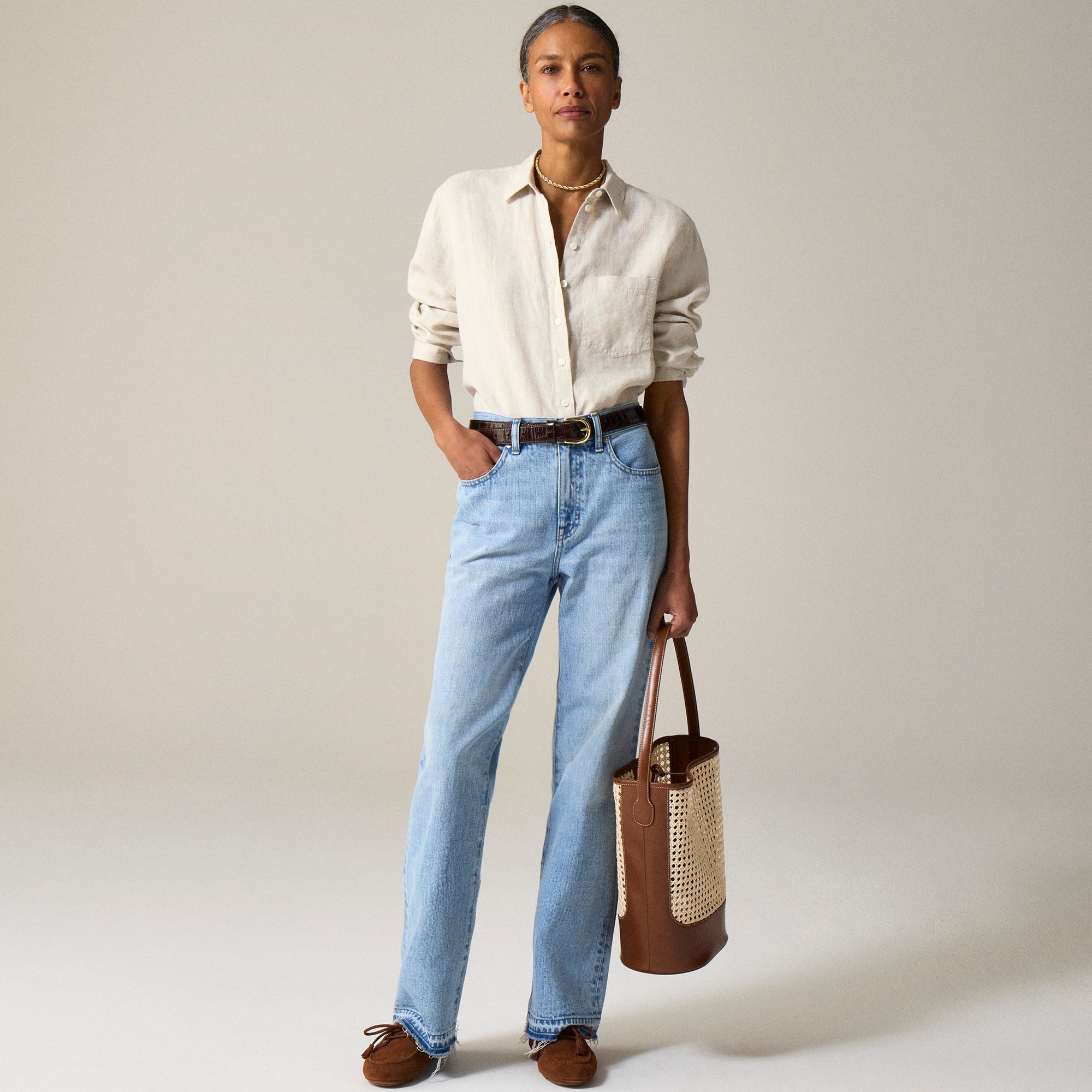 Gar&ccedil;on classic button-up shirt in Baird McNutt Irish linen - thumbnail 8