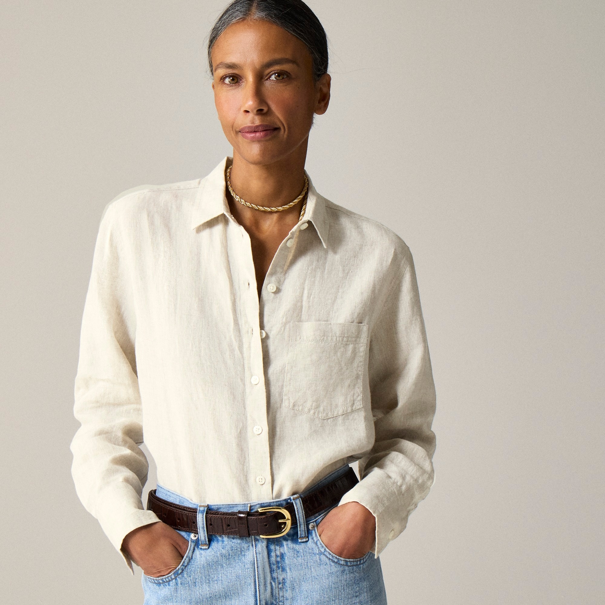womens Gar&ccedil;on classic shirt in Baird McNutt Irish linen