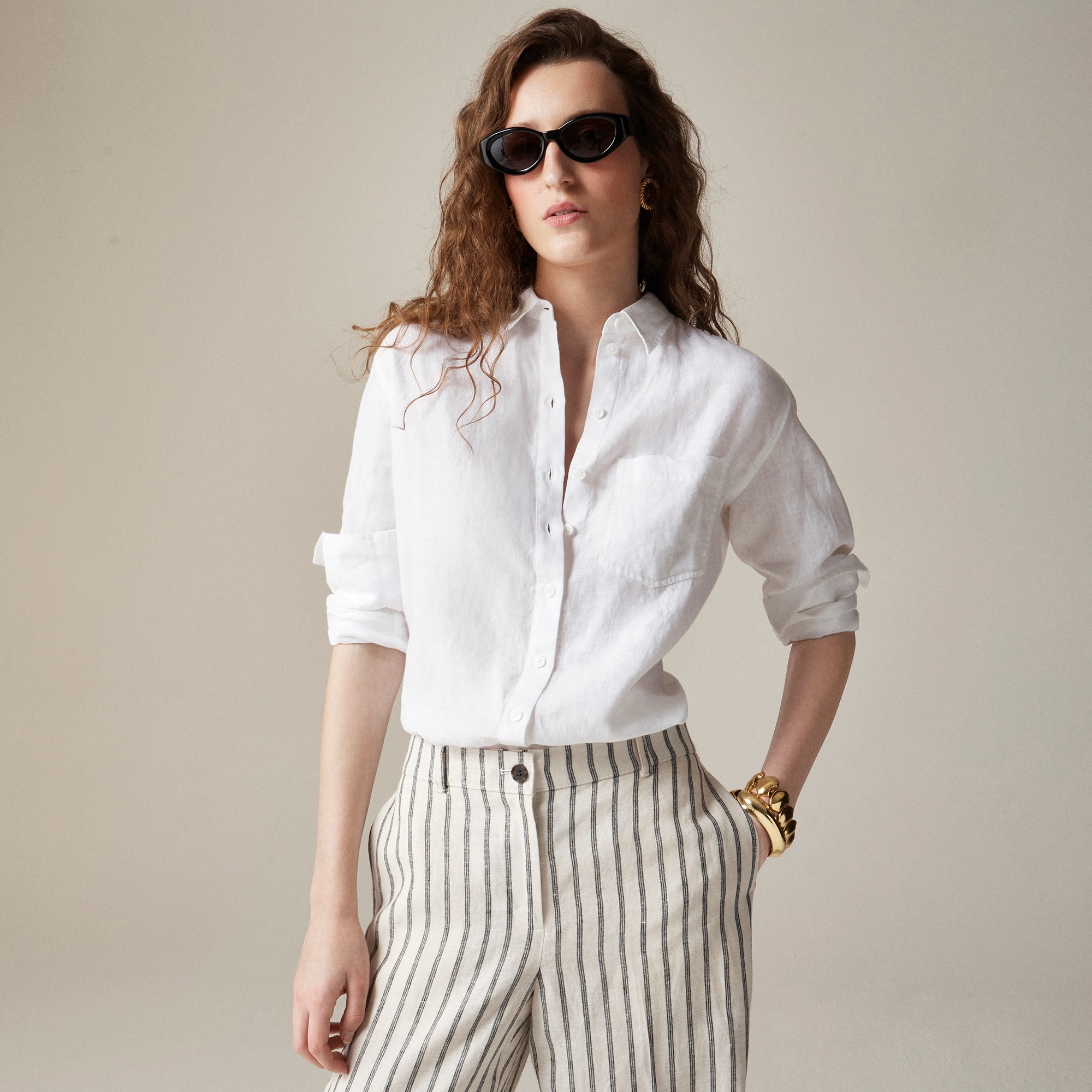 womens Gar&ccedil;on classic shirt in Baird McNutt Irish linen