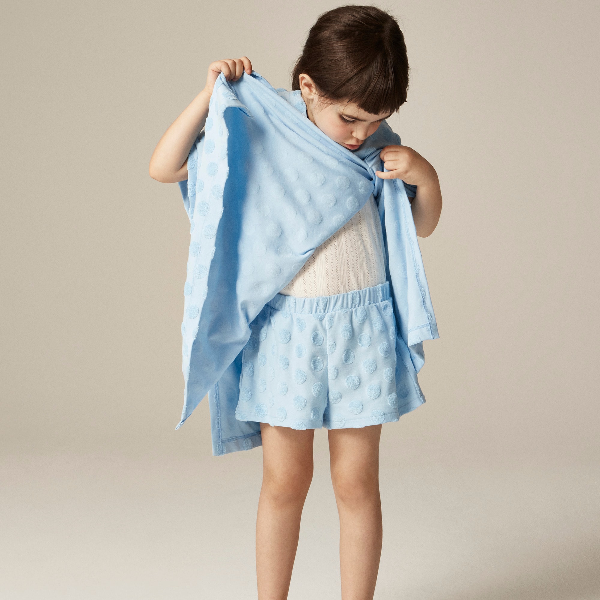 Girls' hooded tunic in polka-dot cotton