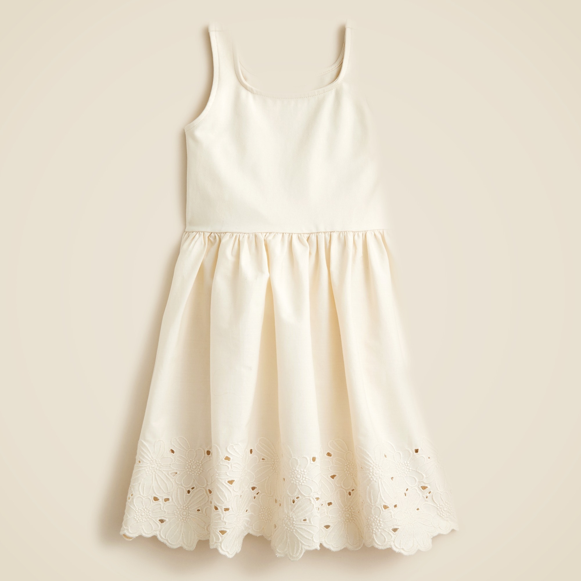  Girls' eyelet-trim mixy dress
