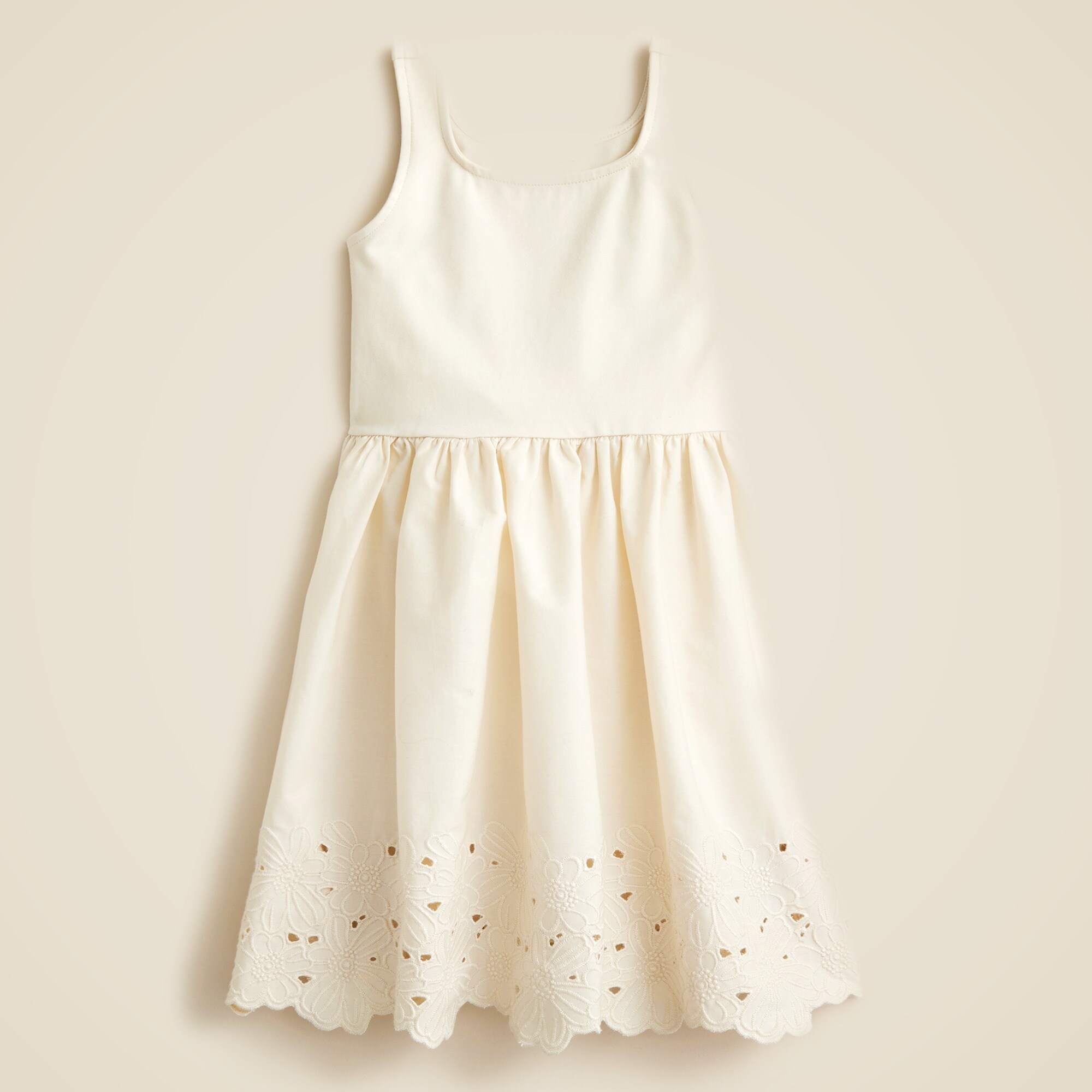 Girls' eyelet-trim mixy dress