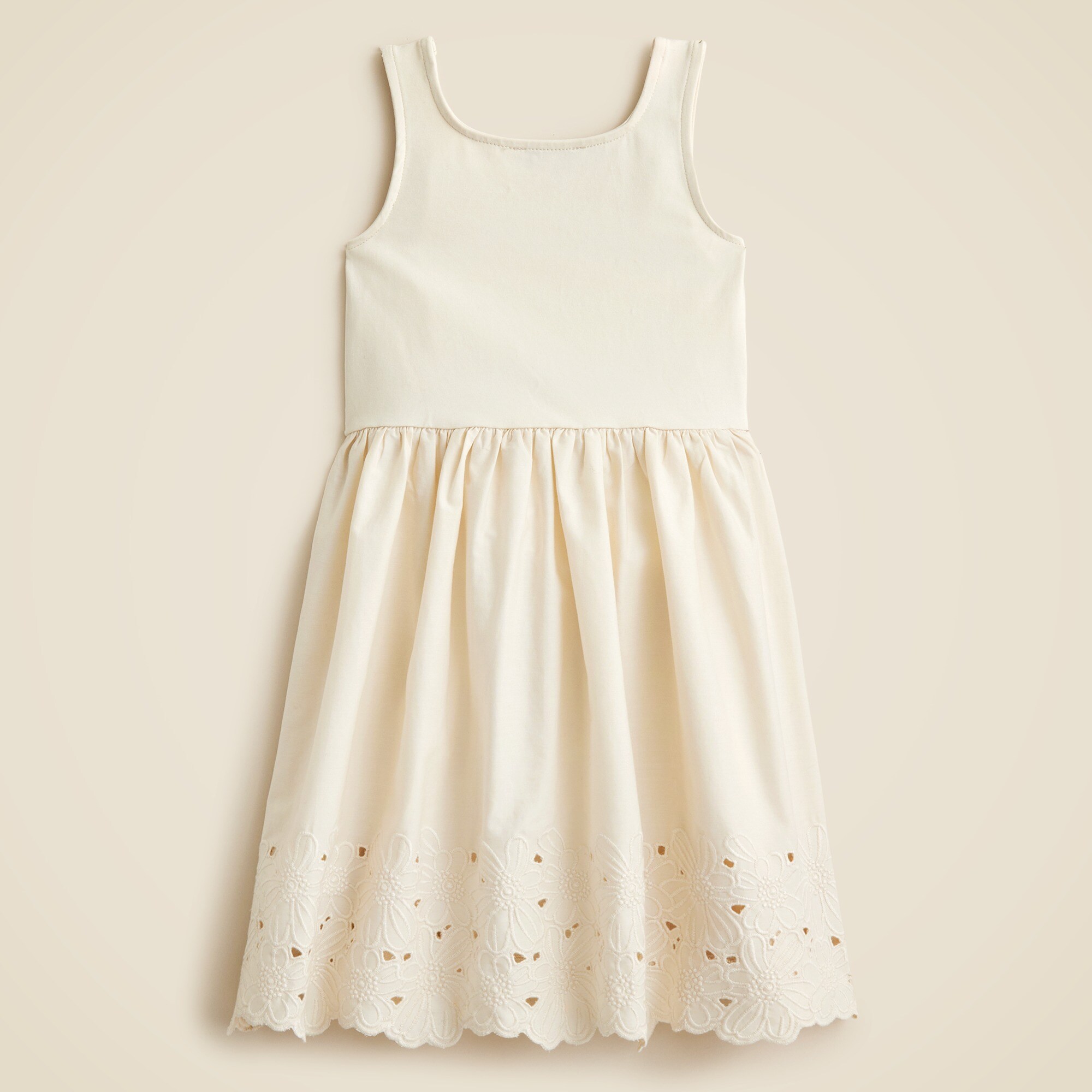 Girls' eyelet-trim mixy dress
