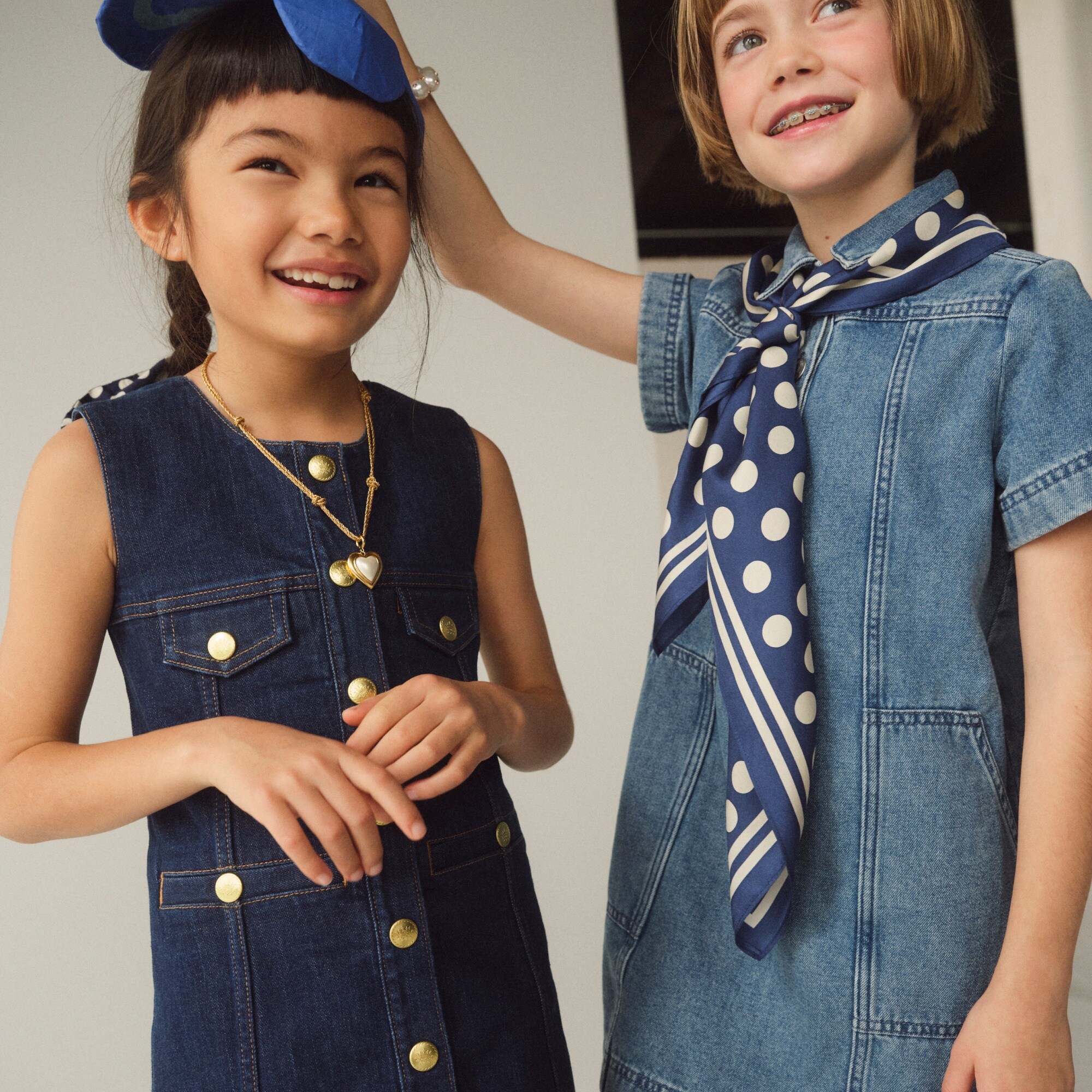 girls Girls' denim shift dress