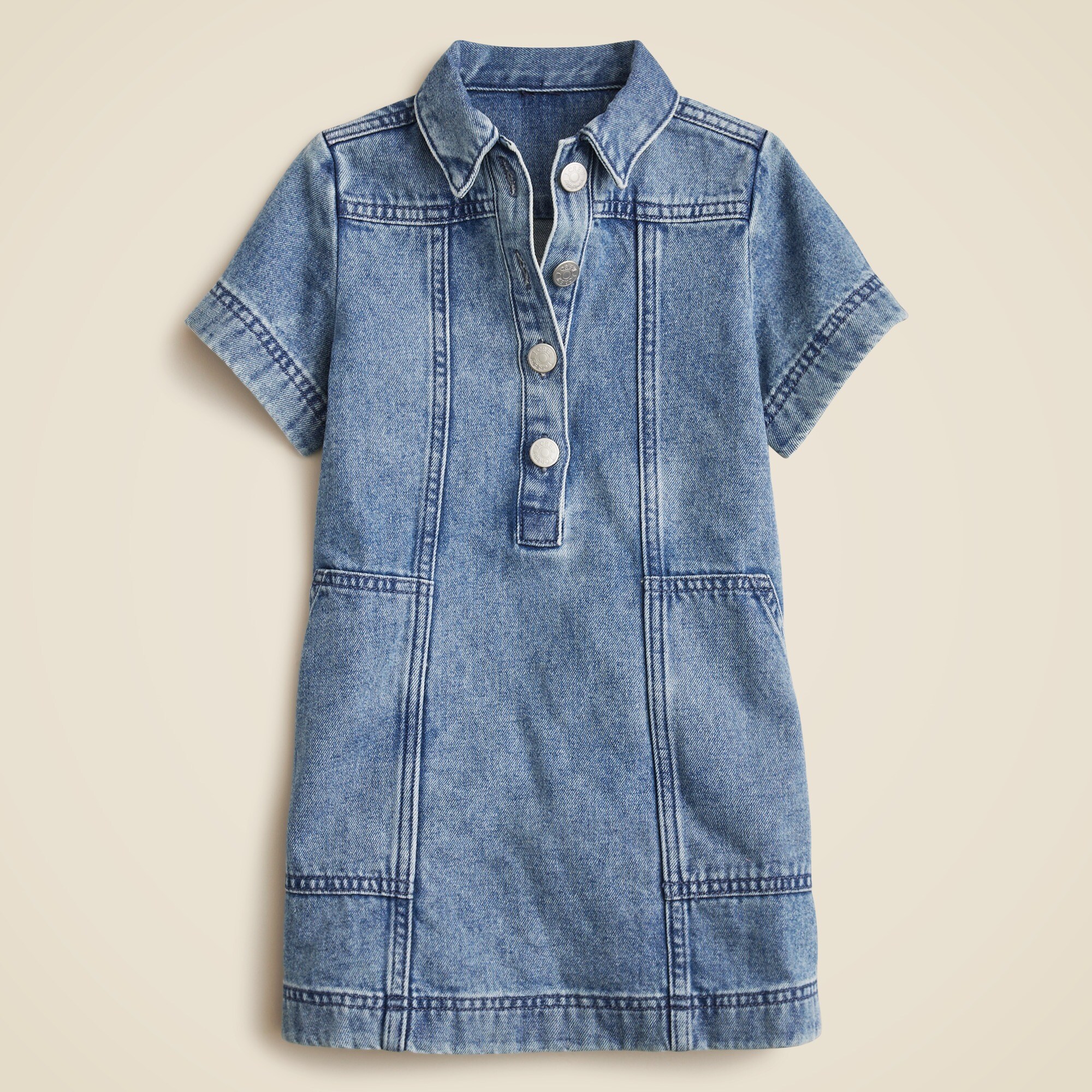 Girls' Short-sleeve Shirt-dress In Drapey Denim For Girls | J.Crew