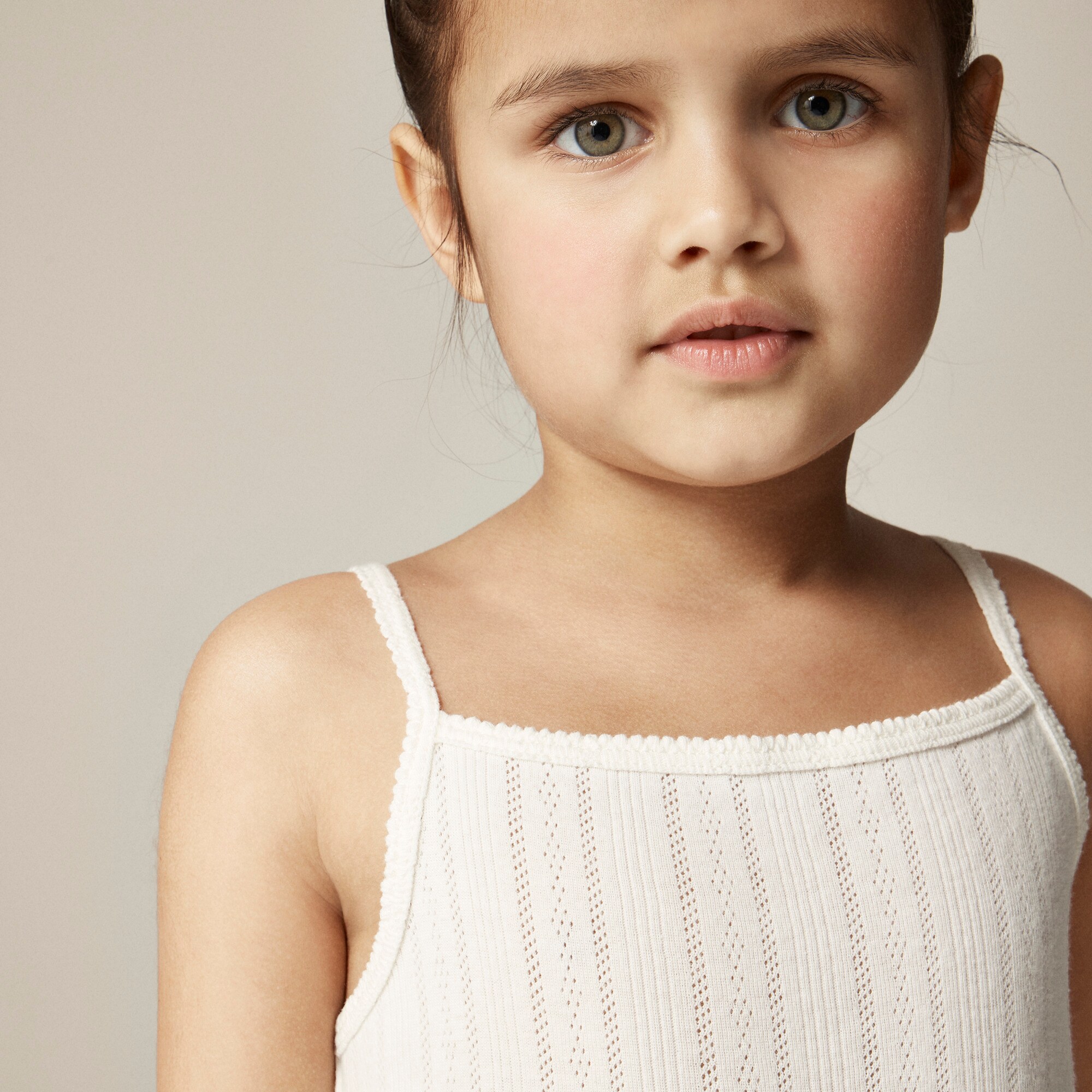 Girls' squareneck pointelle-knit tank top