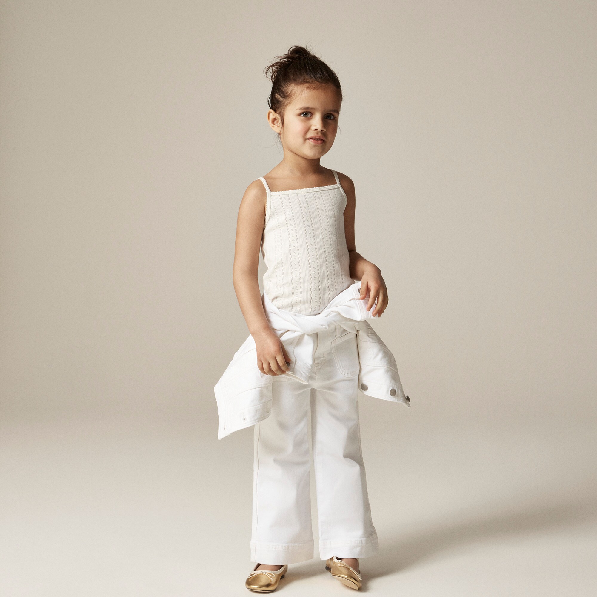 girls Girls' squareneck pointelle-knit tank top