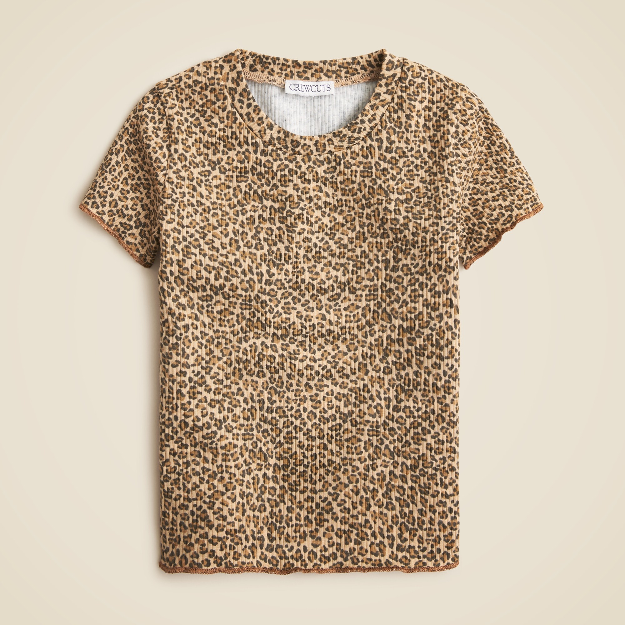  Girls' short-sleeve T-shirt in striped vintage rib