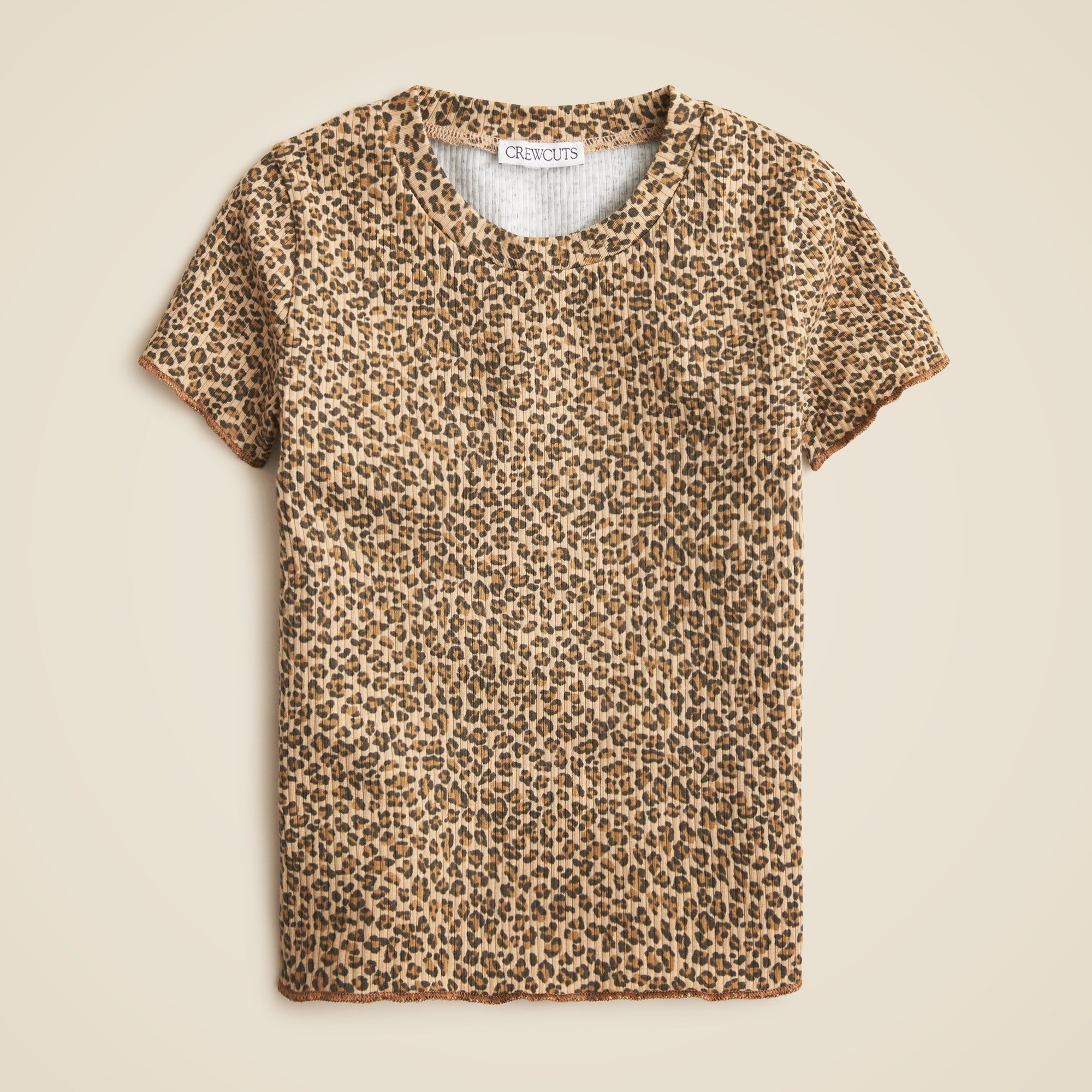  Girls' short-sleeve T-shirt in striped vintage rib