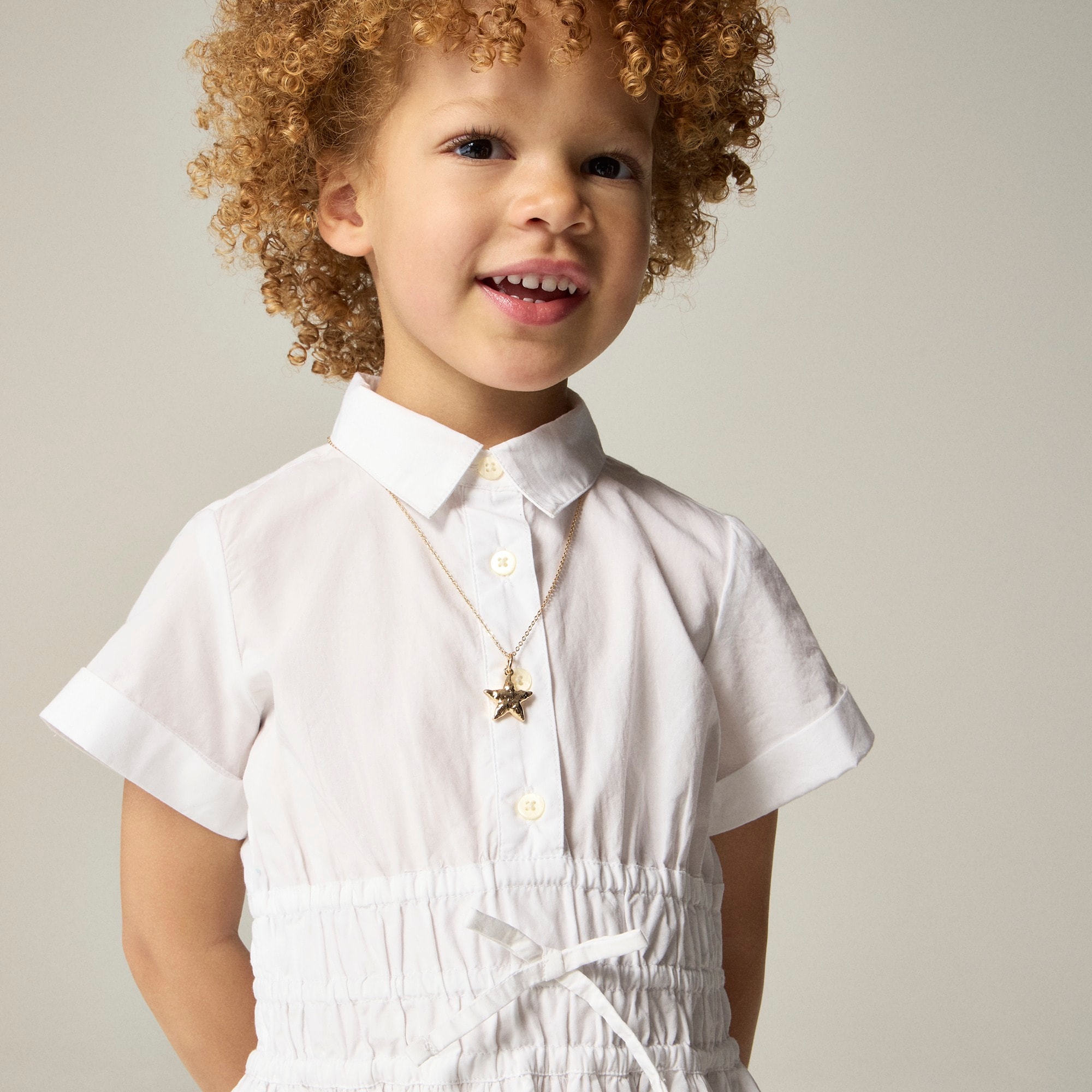 Girls' Elena shirtdress in cotton poplin
