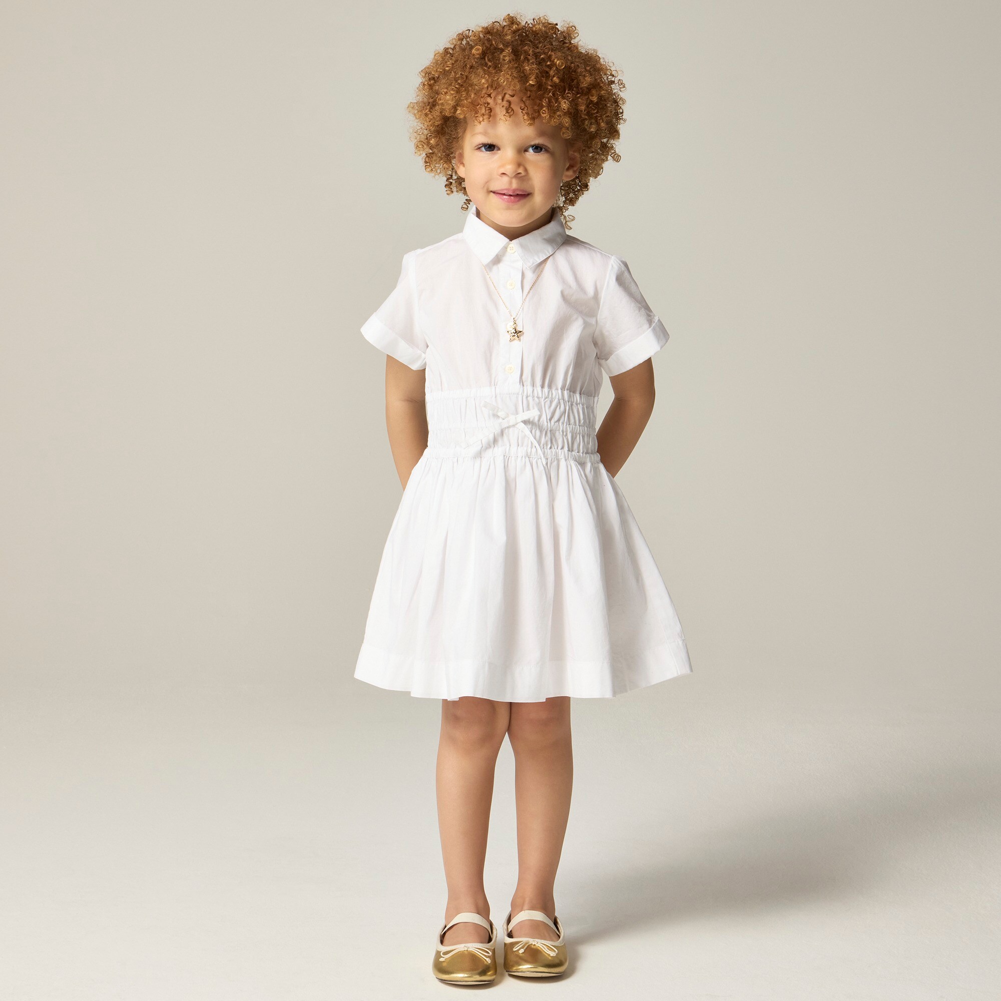 Girls' Elena shirtdress in cotton poplin