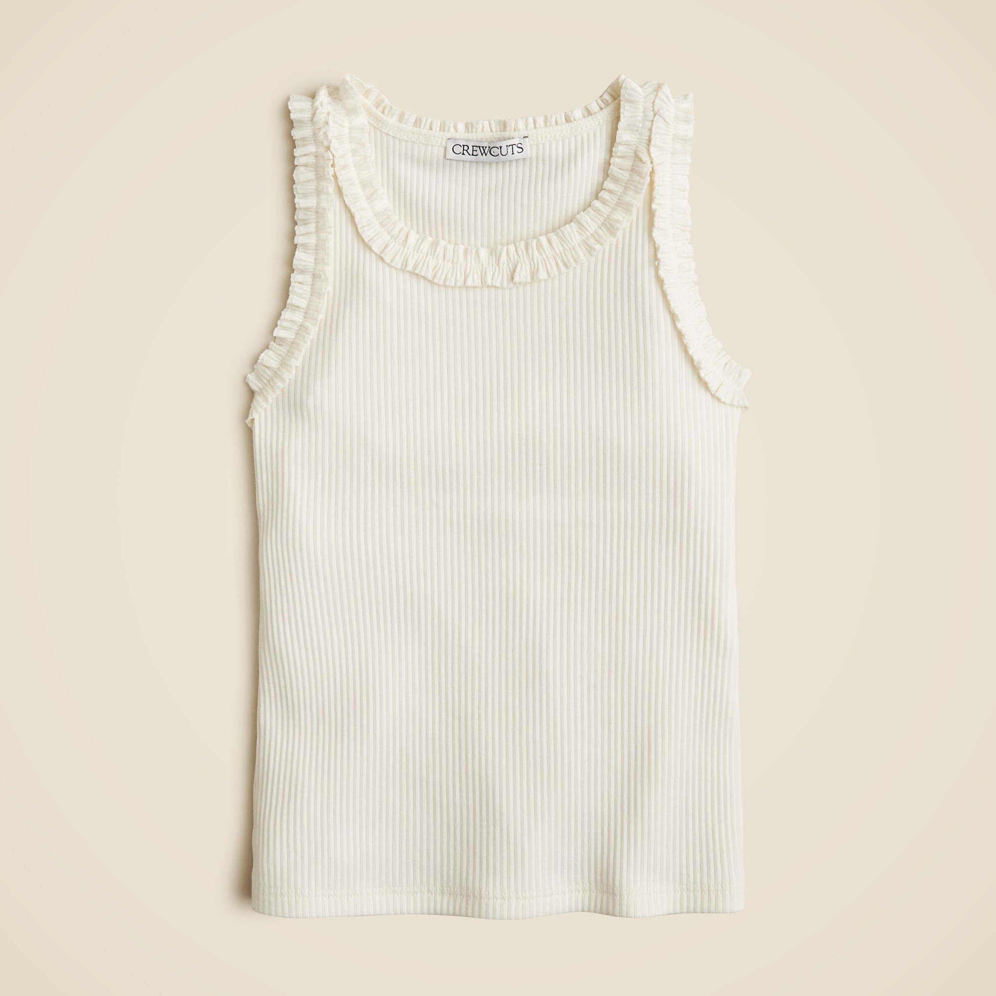 Girls' everyday ruffle-trim tank top in vintage rib
