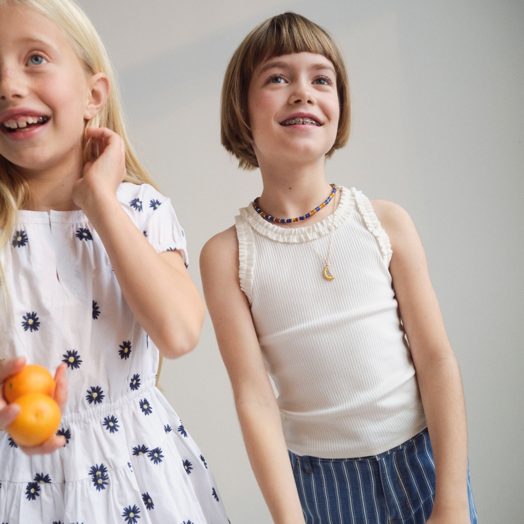Girls' everyday ruffle-trim tank top in vintage rib