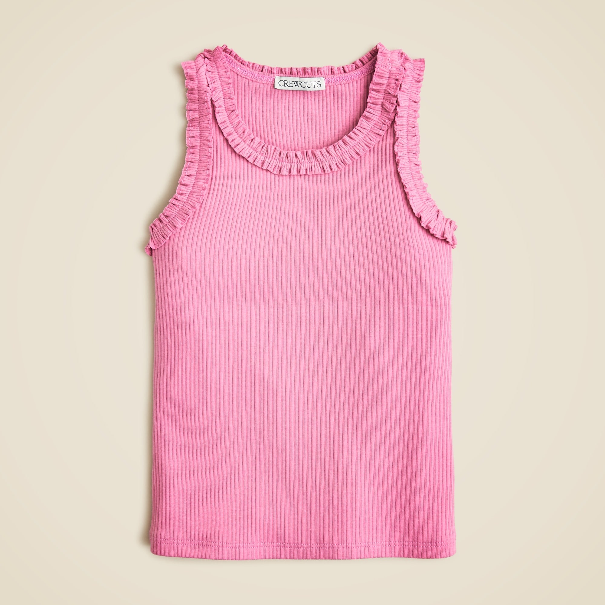 girls Girls' everyday ruffle-trim tank top in vintage rib