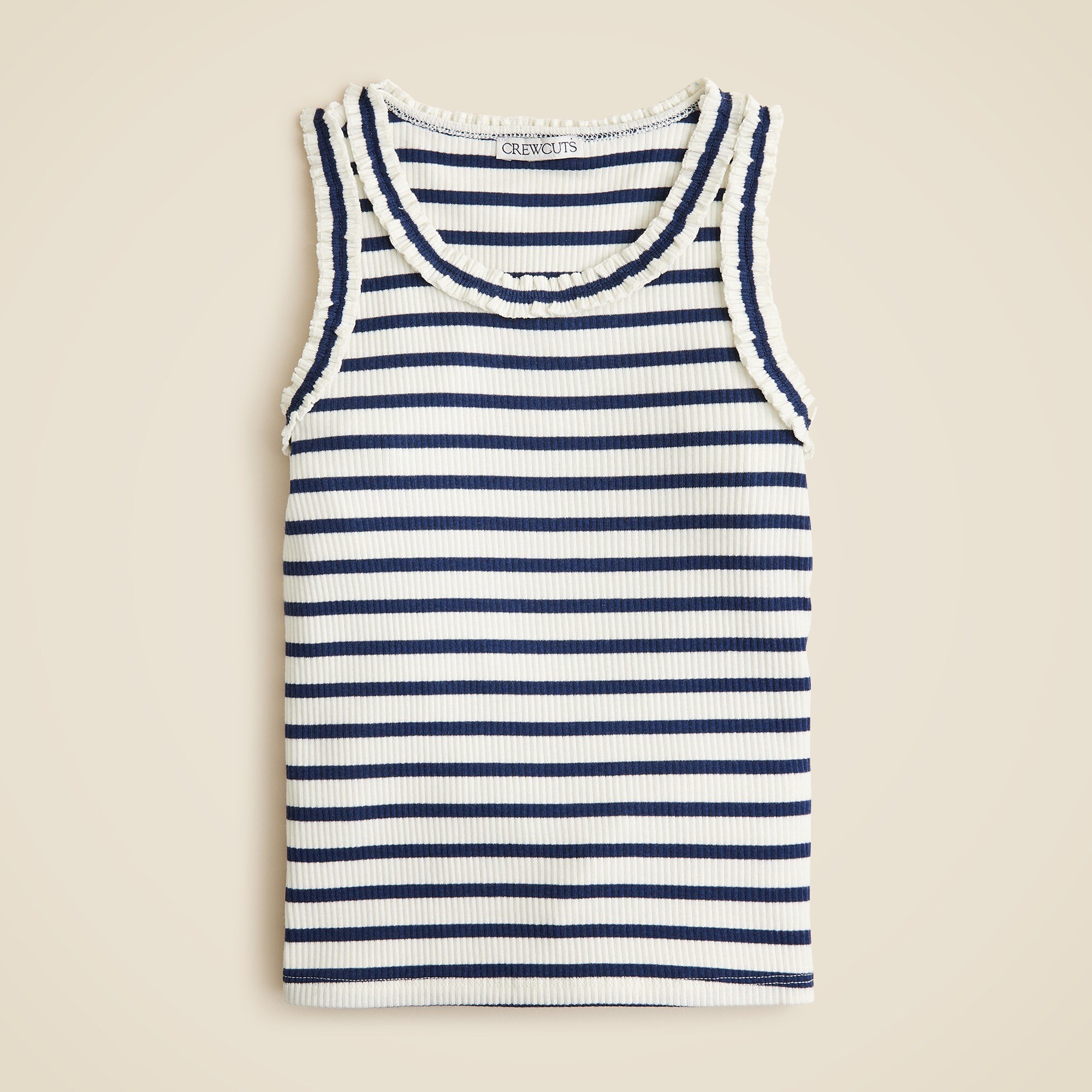 girls Girls' everyday ruffle-trim tank top in vintage rib