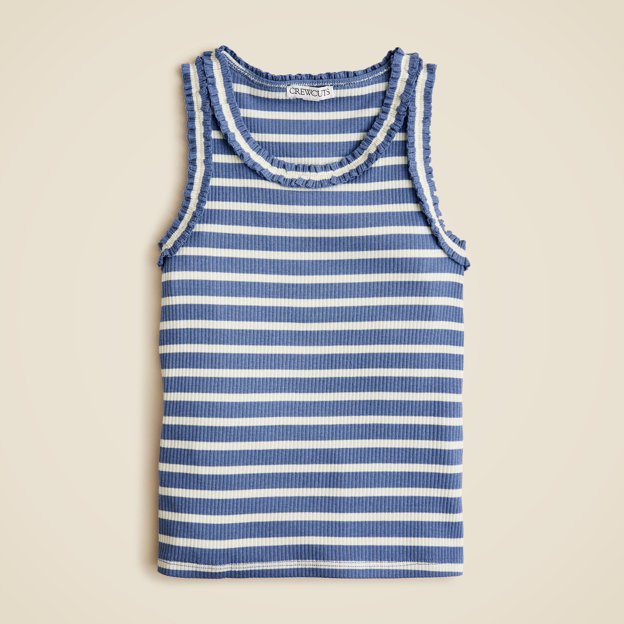 girls Girls' everyday ruffle-trim tank top in vintage rib