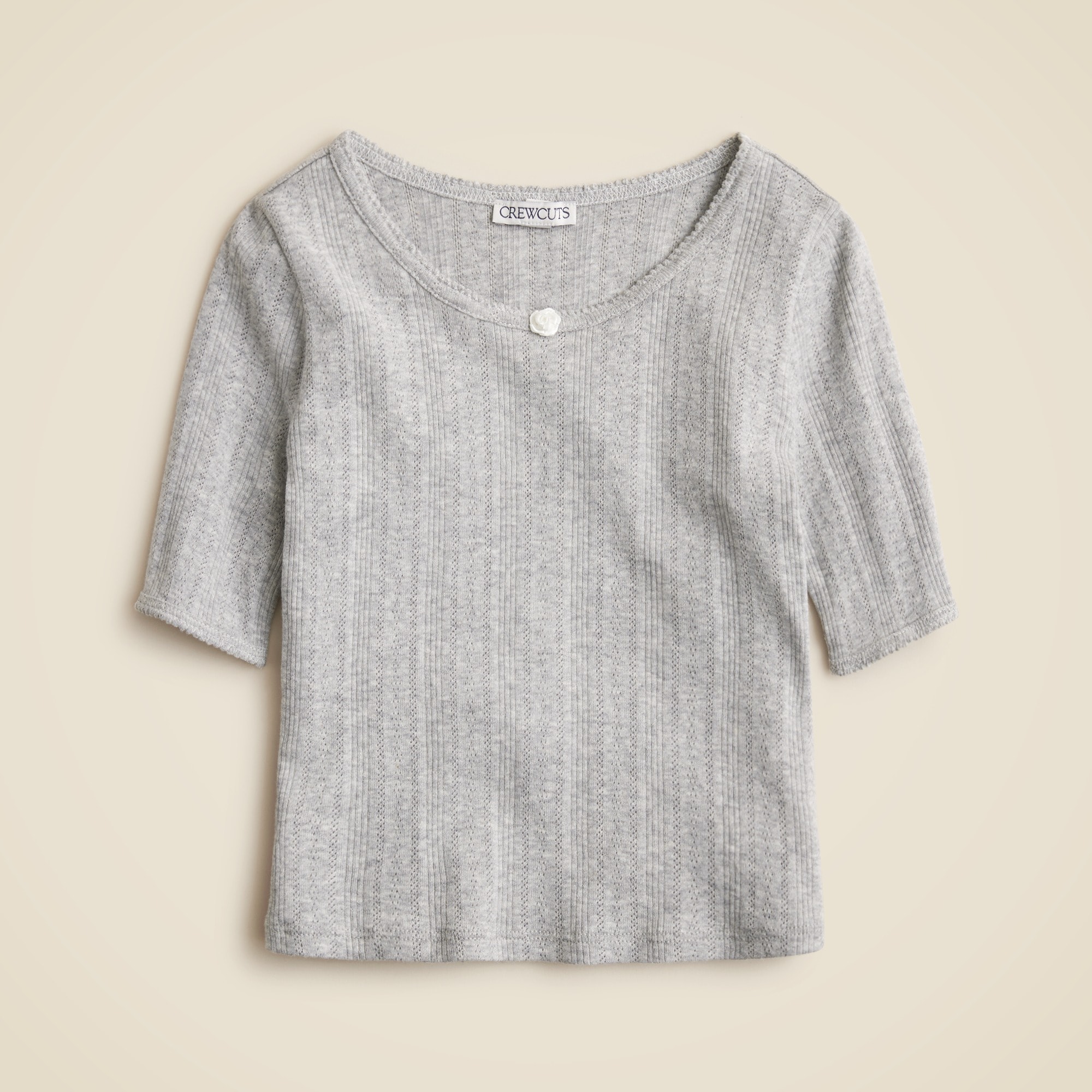 Girls' short-sleeve pointelle T-shirt