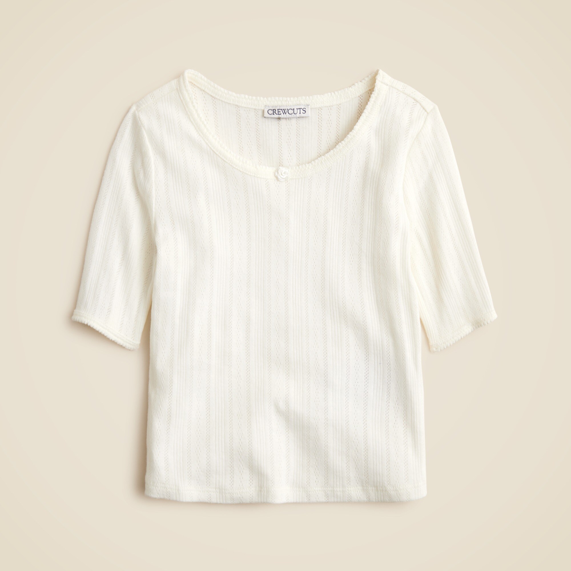 girls Girls' short-sleeve pointelle T-shirt