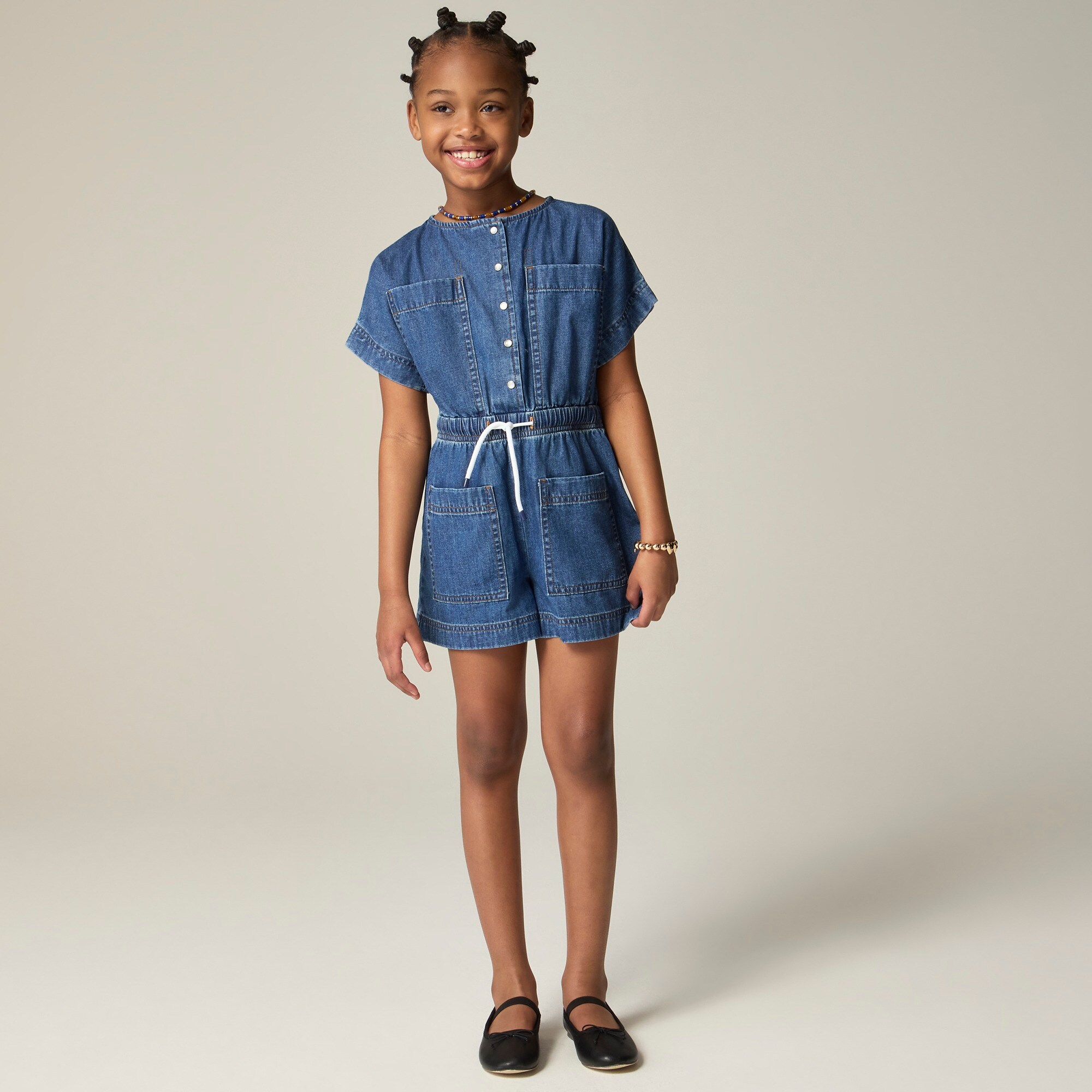 girls Girls' chambray romper
