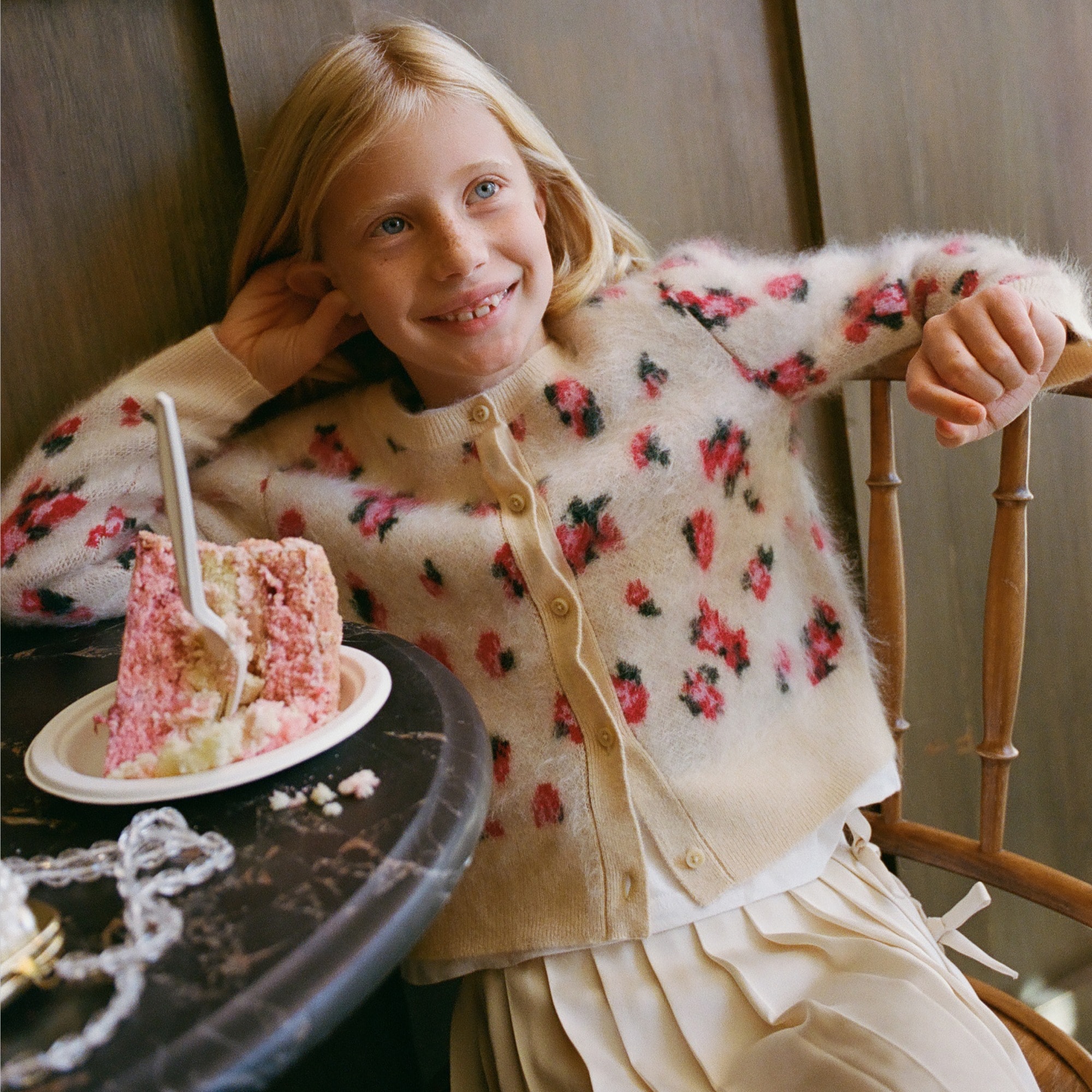 J.Crew: Girls' Brushed Cashmere Cardigan In Blurry Floral