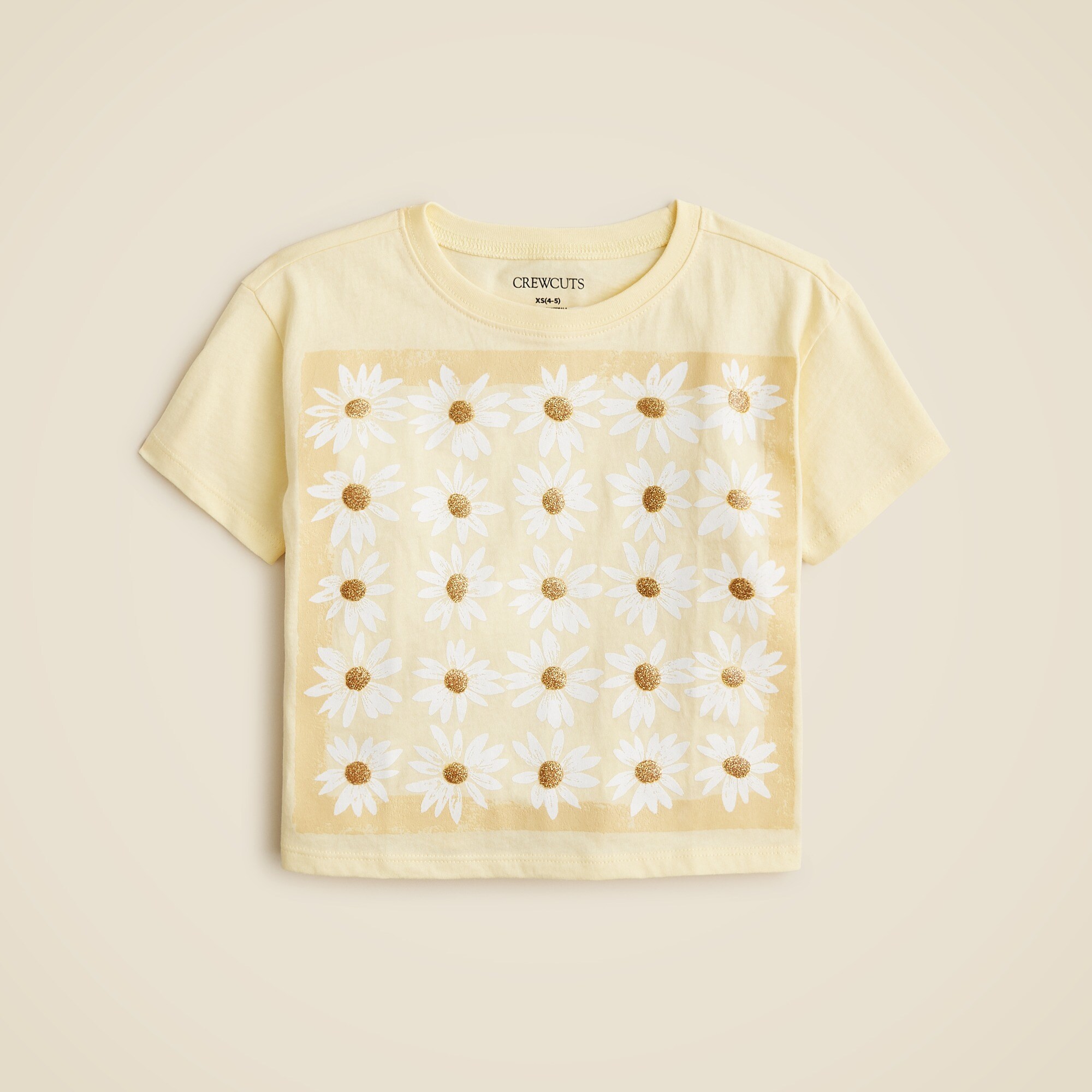 girls Girls' short-sleeve daisies graphic T-shirt with glitter
