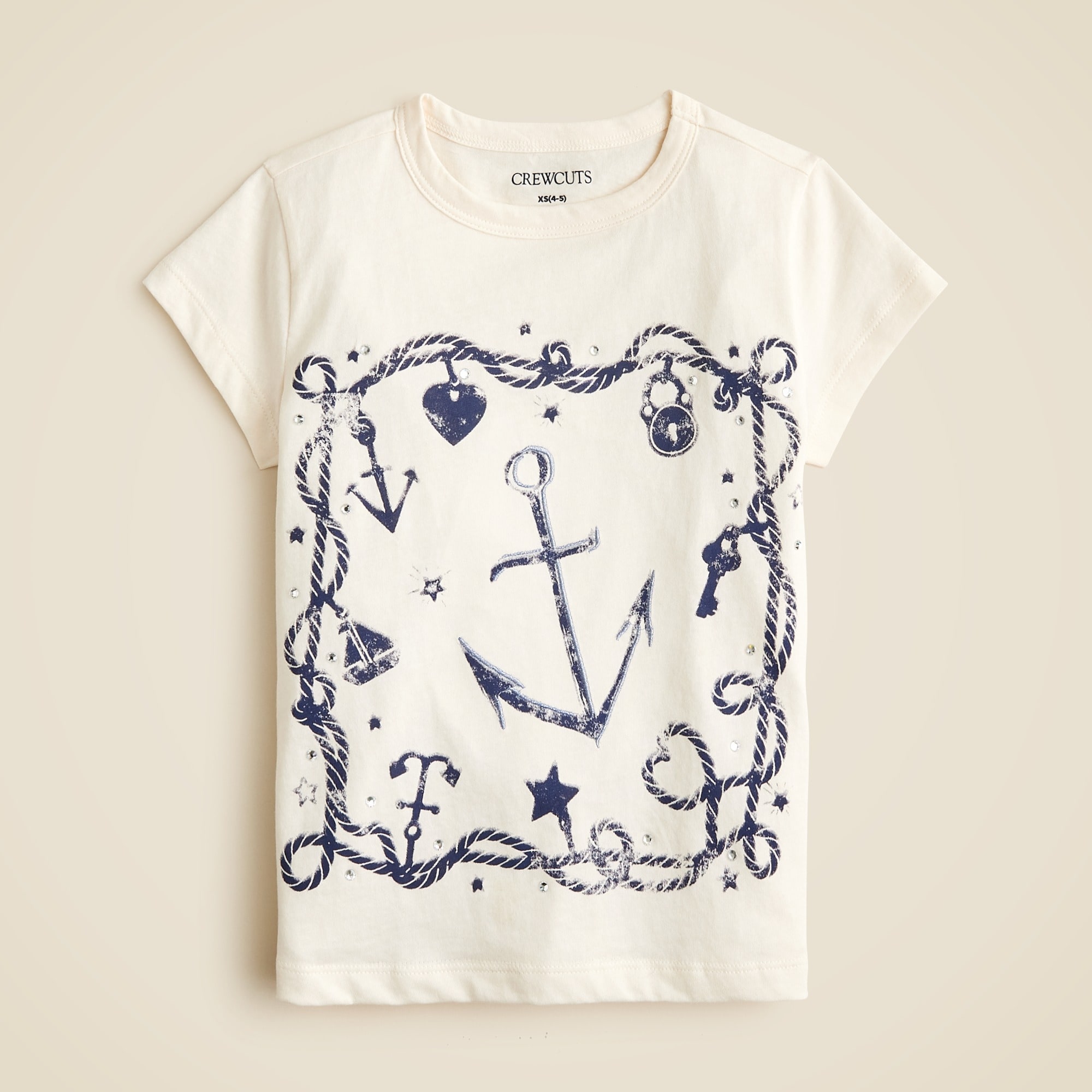  Girls' short-sleeve anchor graphic T-shirt