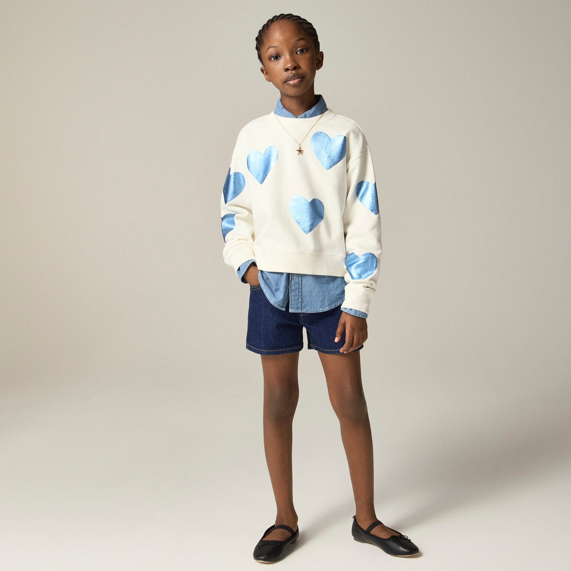 Girls' New Balance Club Fleece Cropped Crewneck Sweatshirt