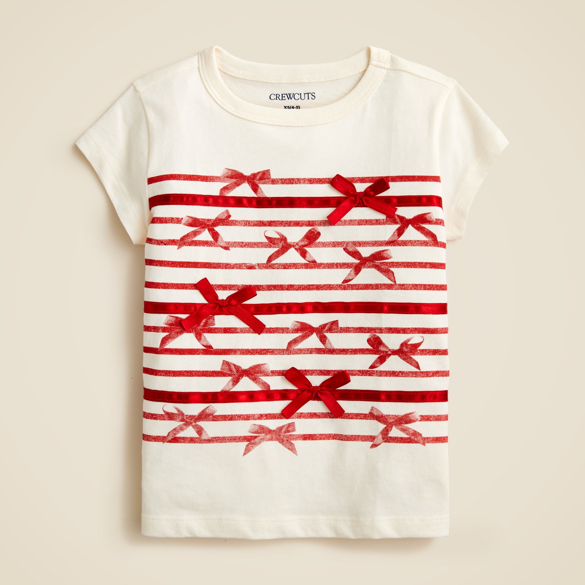  Girls' short-sleeve ribbon graphic T-shirt