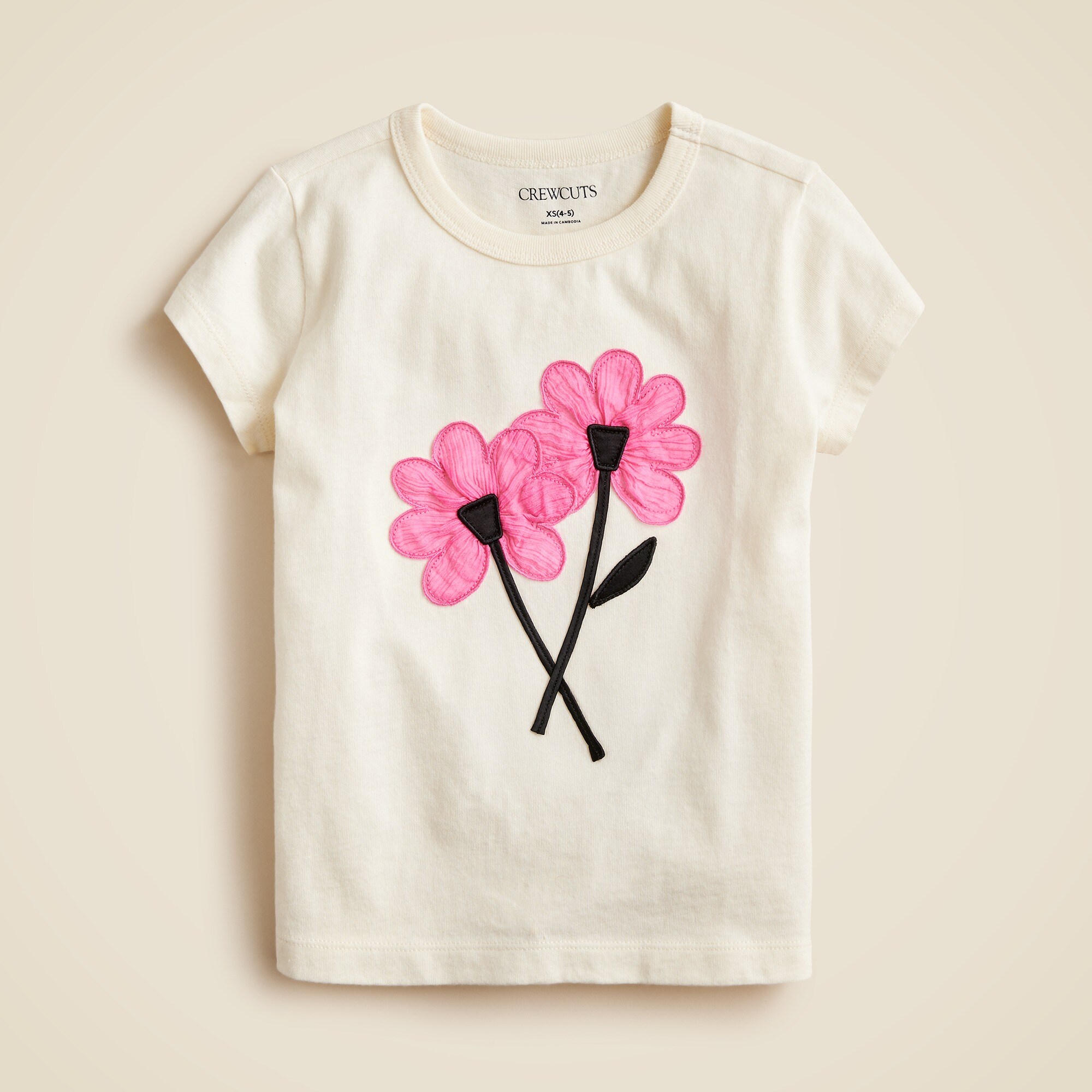 girls Girls' short-sleeve flower appliqu&eacute; graphic T-shirt