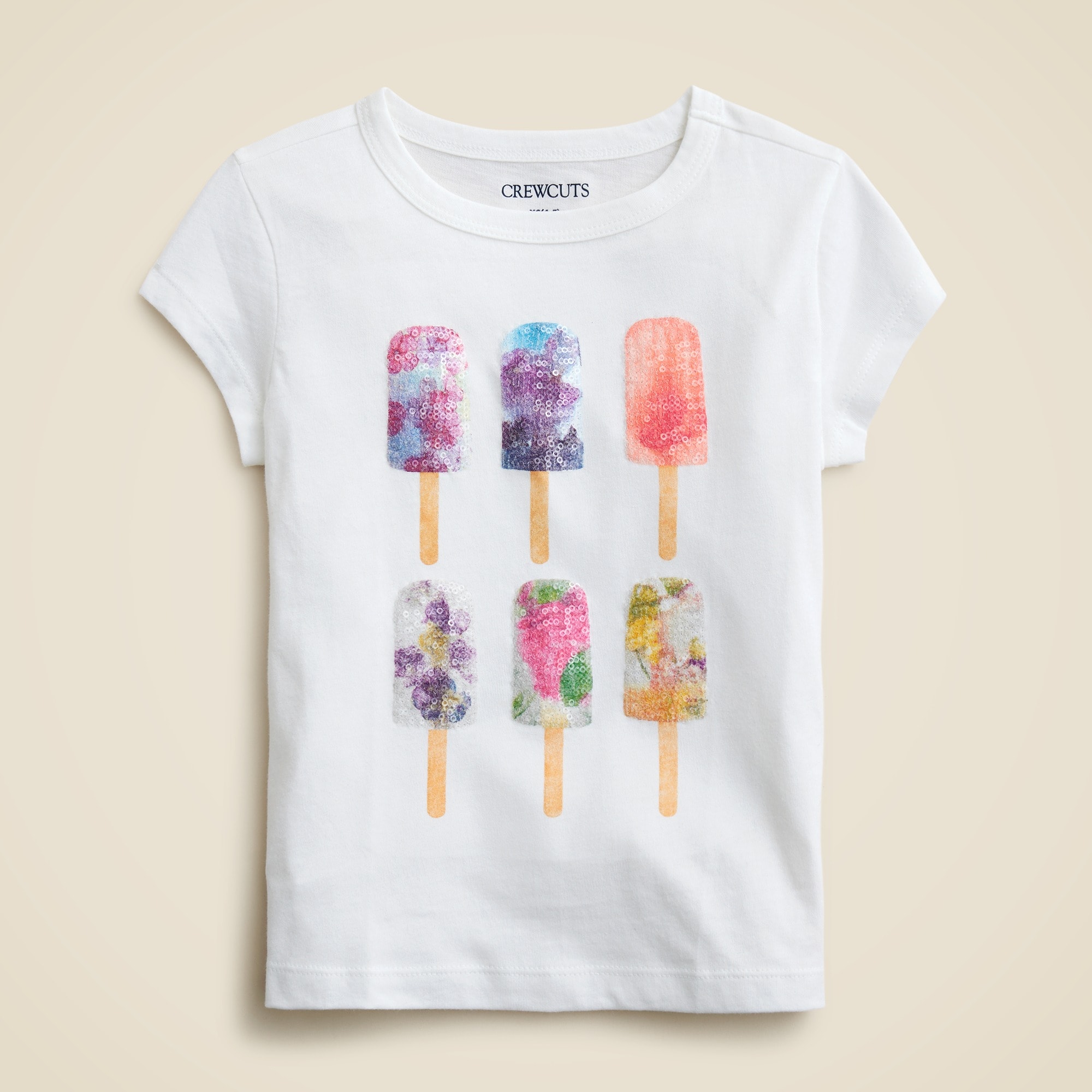 girls Girls' short-sleeve ice pop graphic T-shirt with sequins