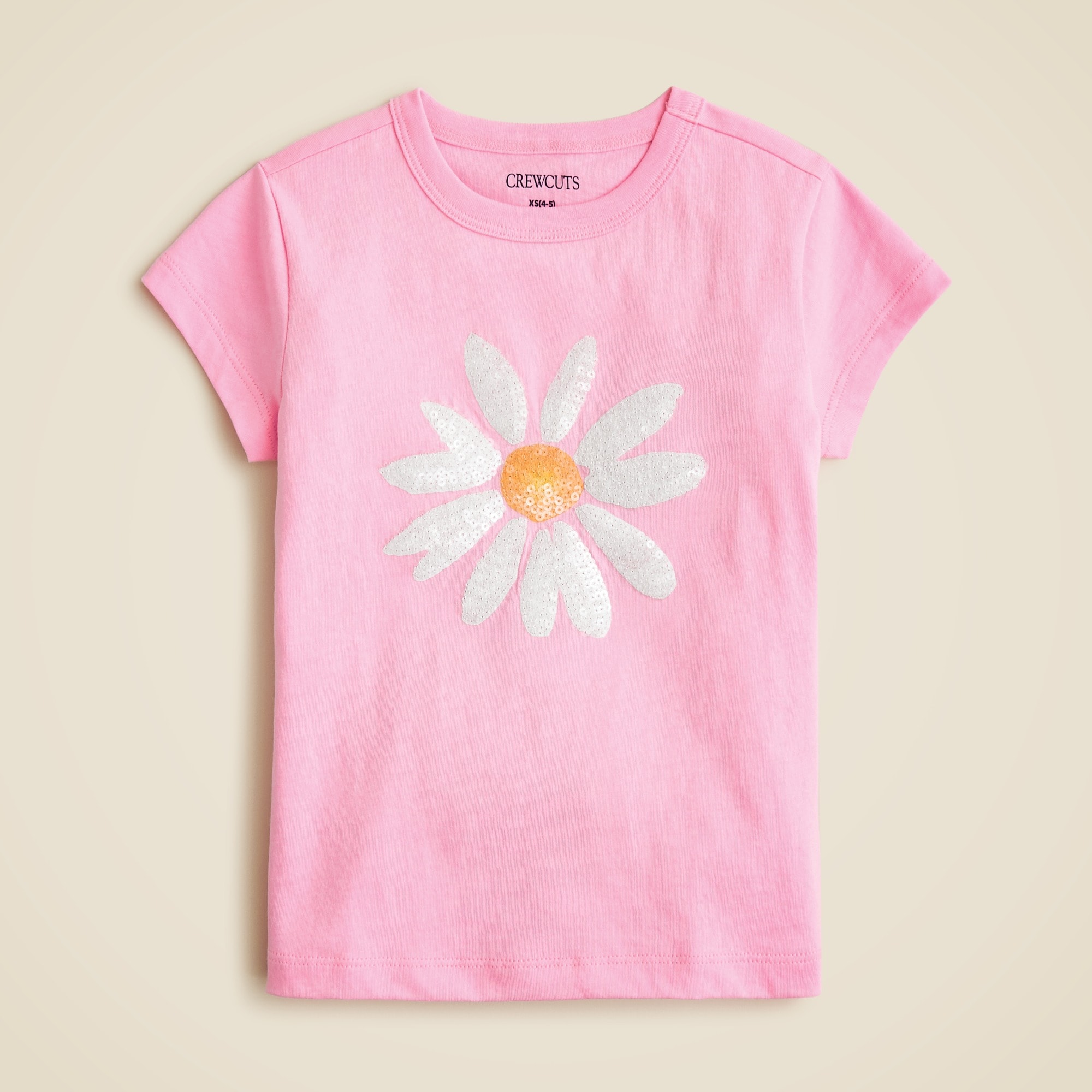 girls Girls' short-sleeve daisy graphic T-shirt with sequins
