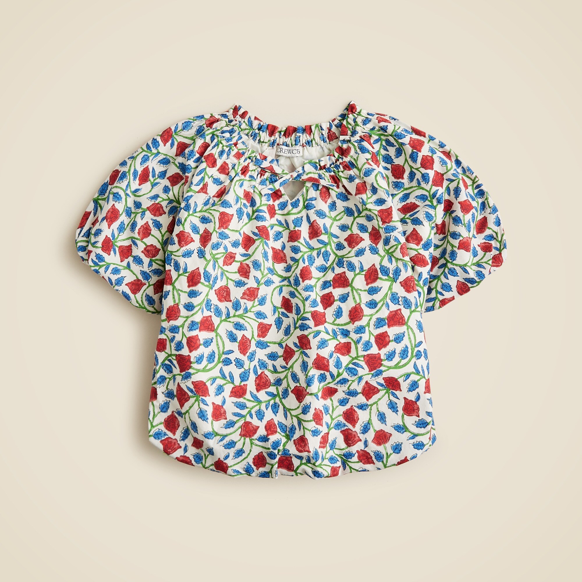 Girls' bubble-hem top in floral