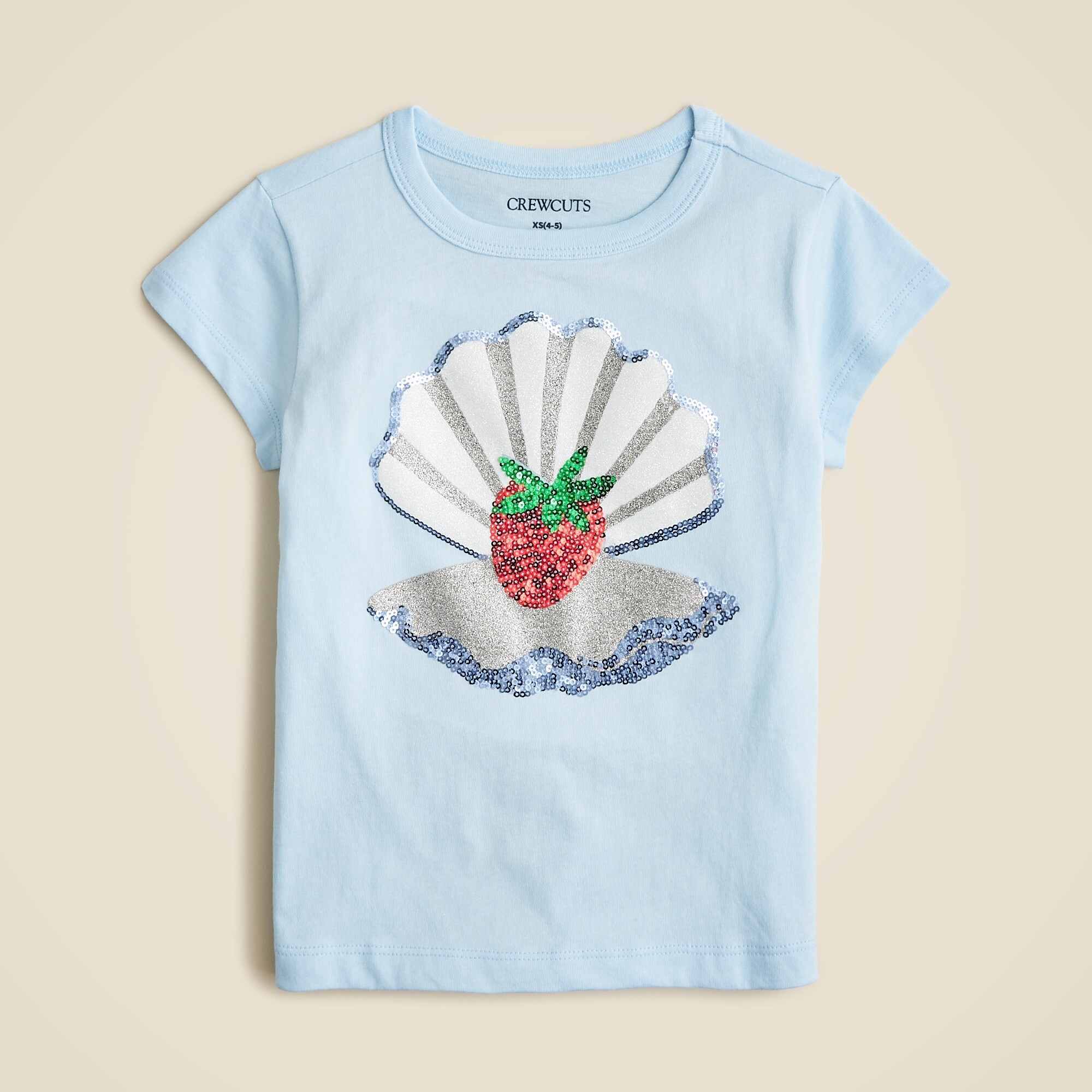 girls Girls' short-sleeve strawberry graphic T-shirt with sequins