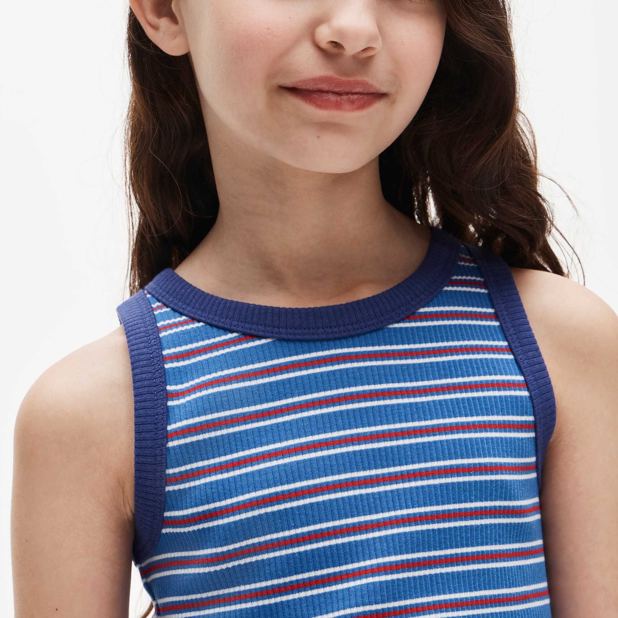 Girls' everyday tank top in vintage rib stripe