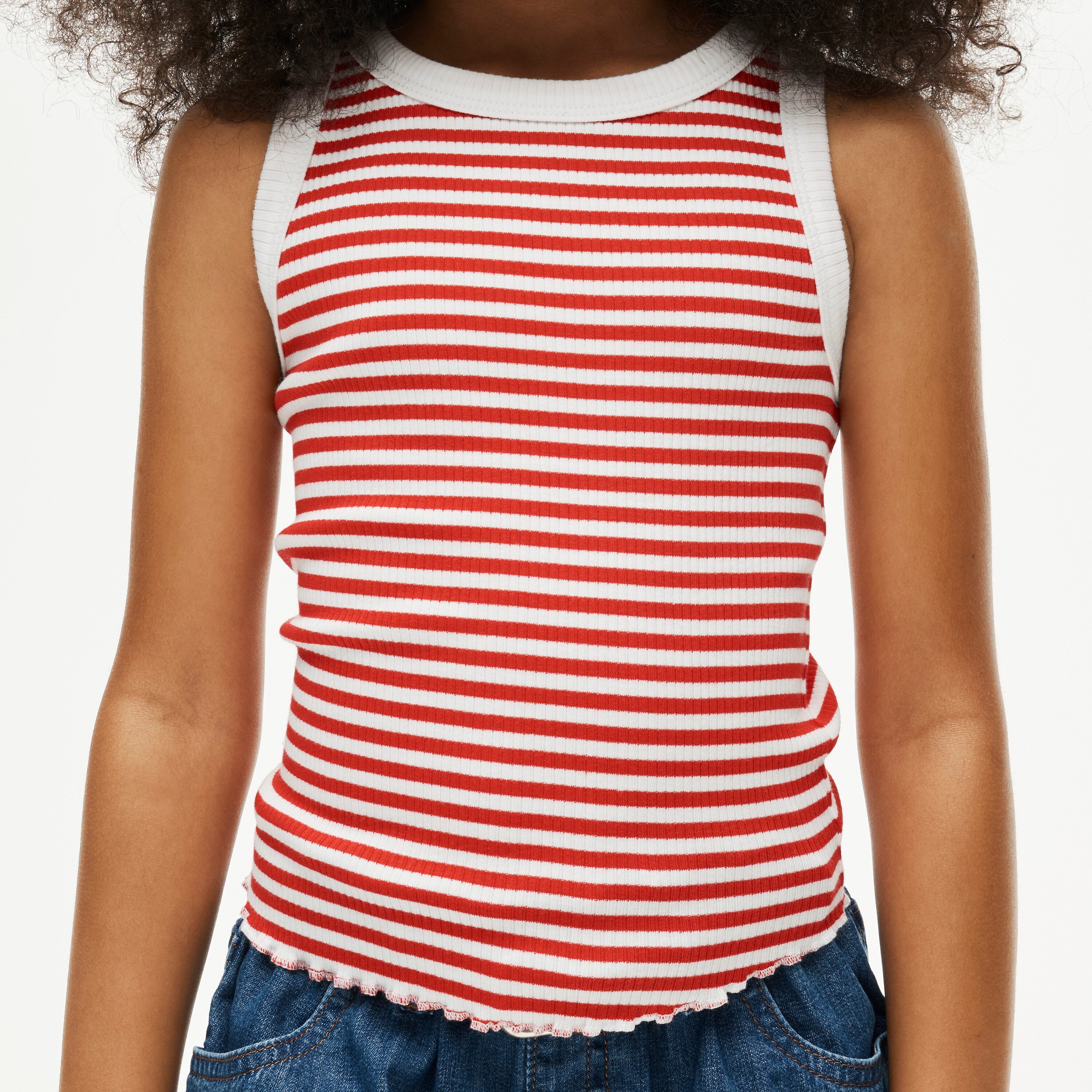 Girls' everyday tank top in vintage rib stripe