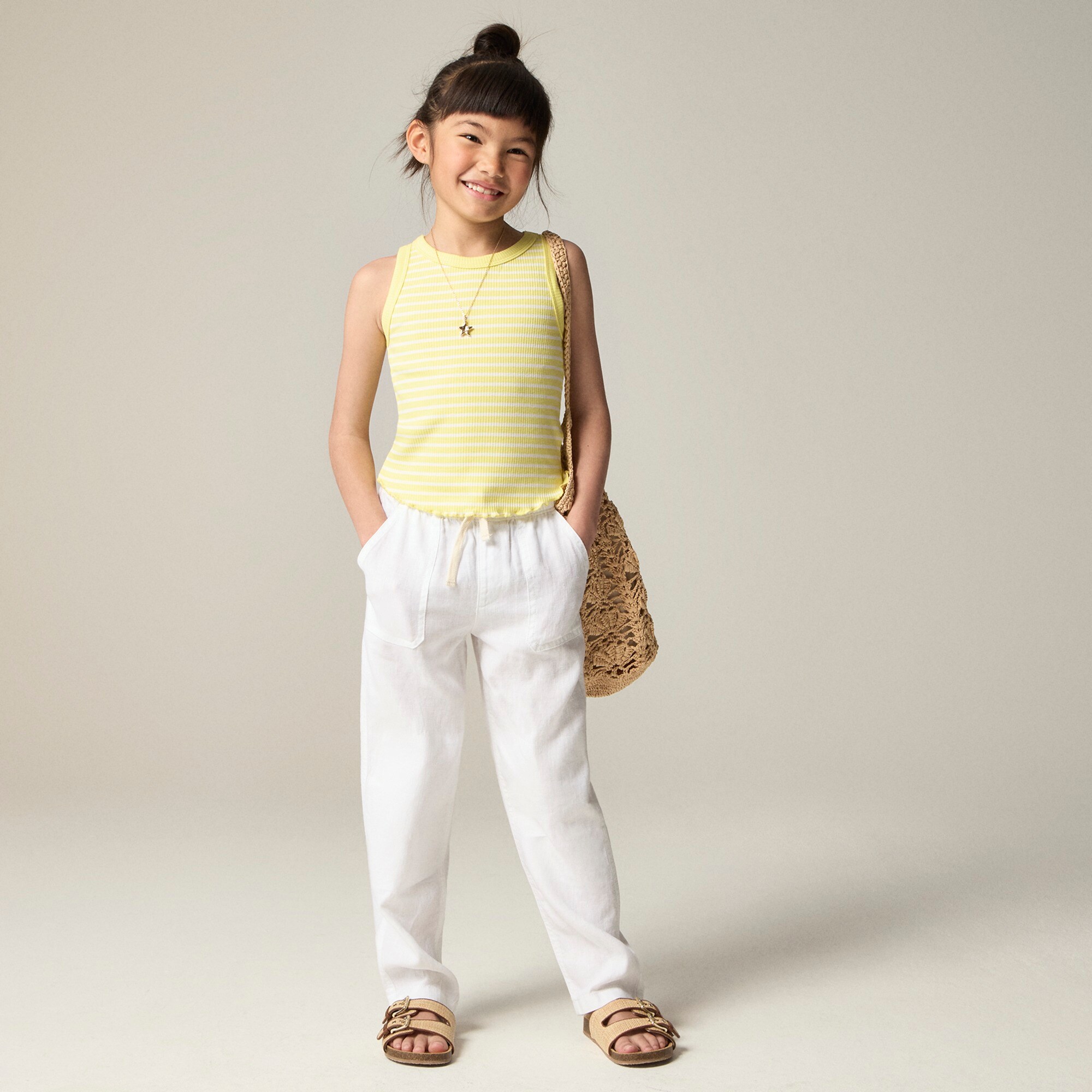 Girls' everyday tank top in vintage rib stripe