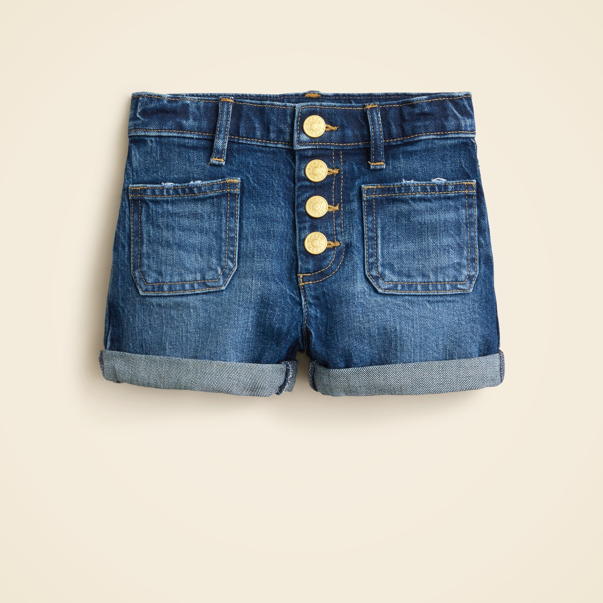 Girls' patch-pocket denim short