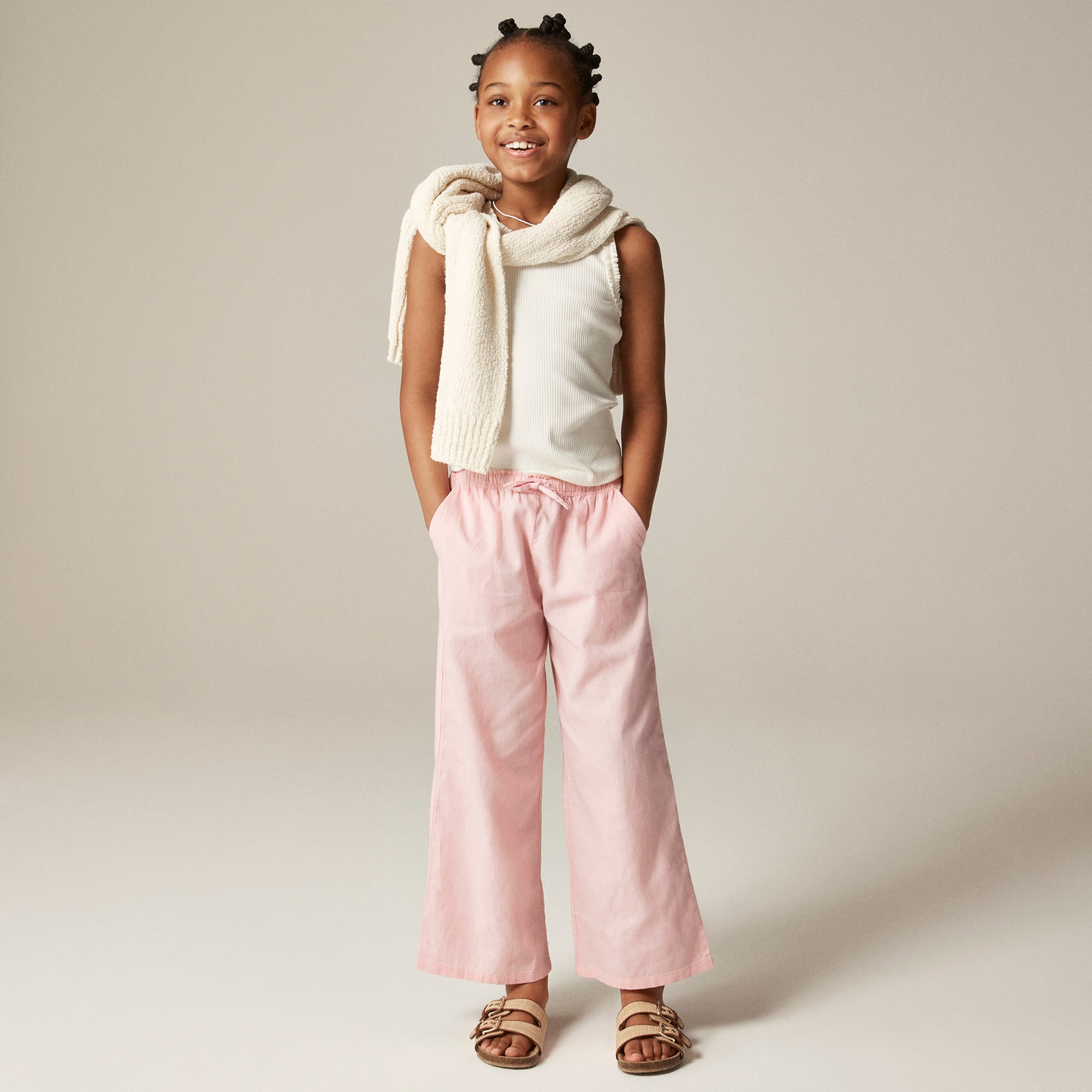  Girls' Soleil pant in linen-cotton blend