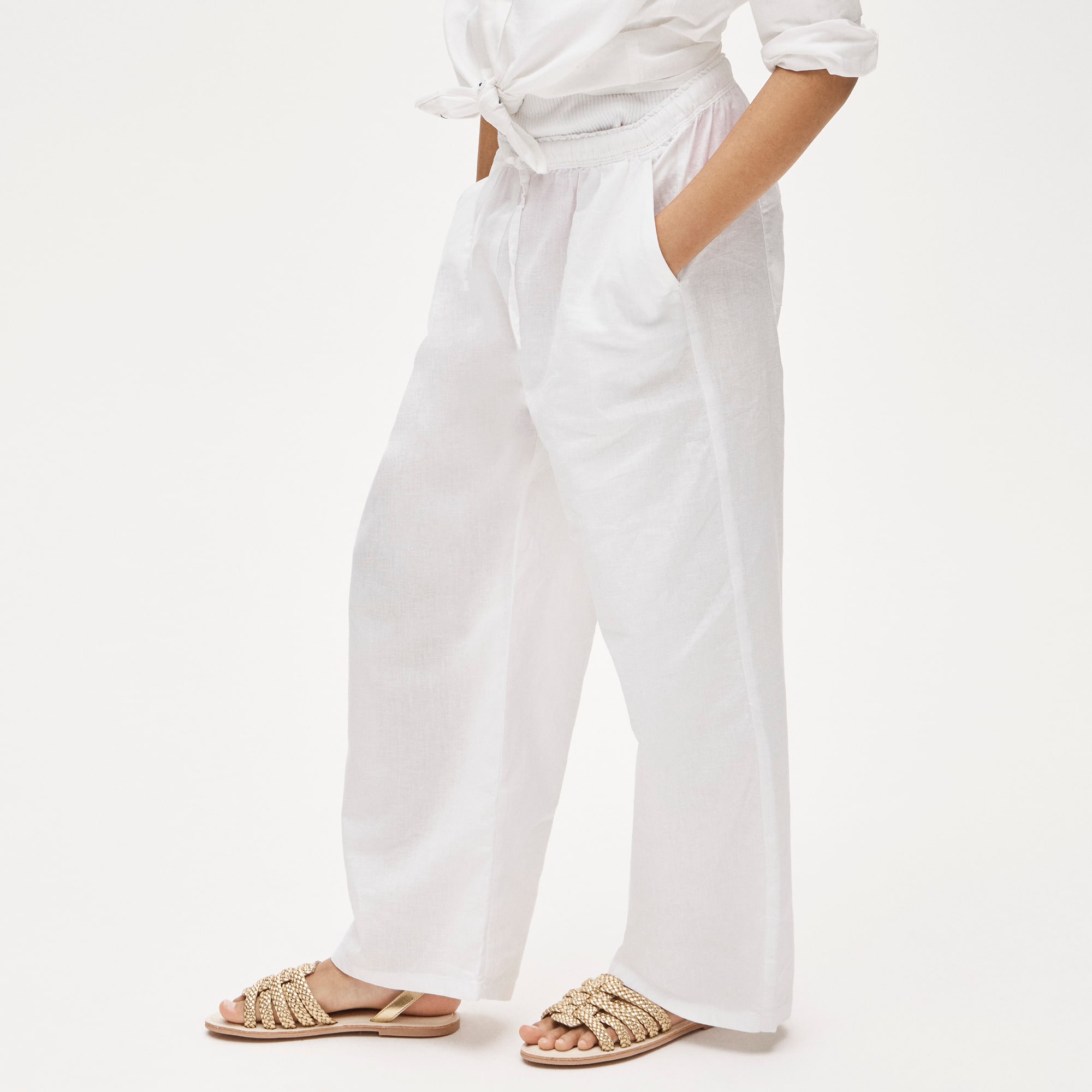 Girls' Soleil pant in linen-cotton blend