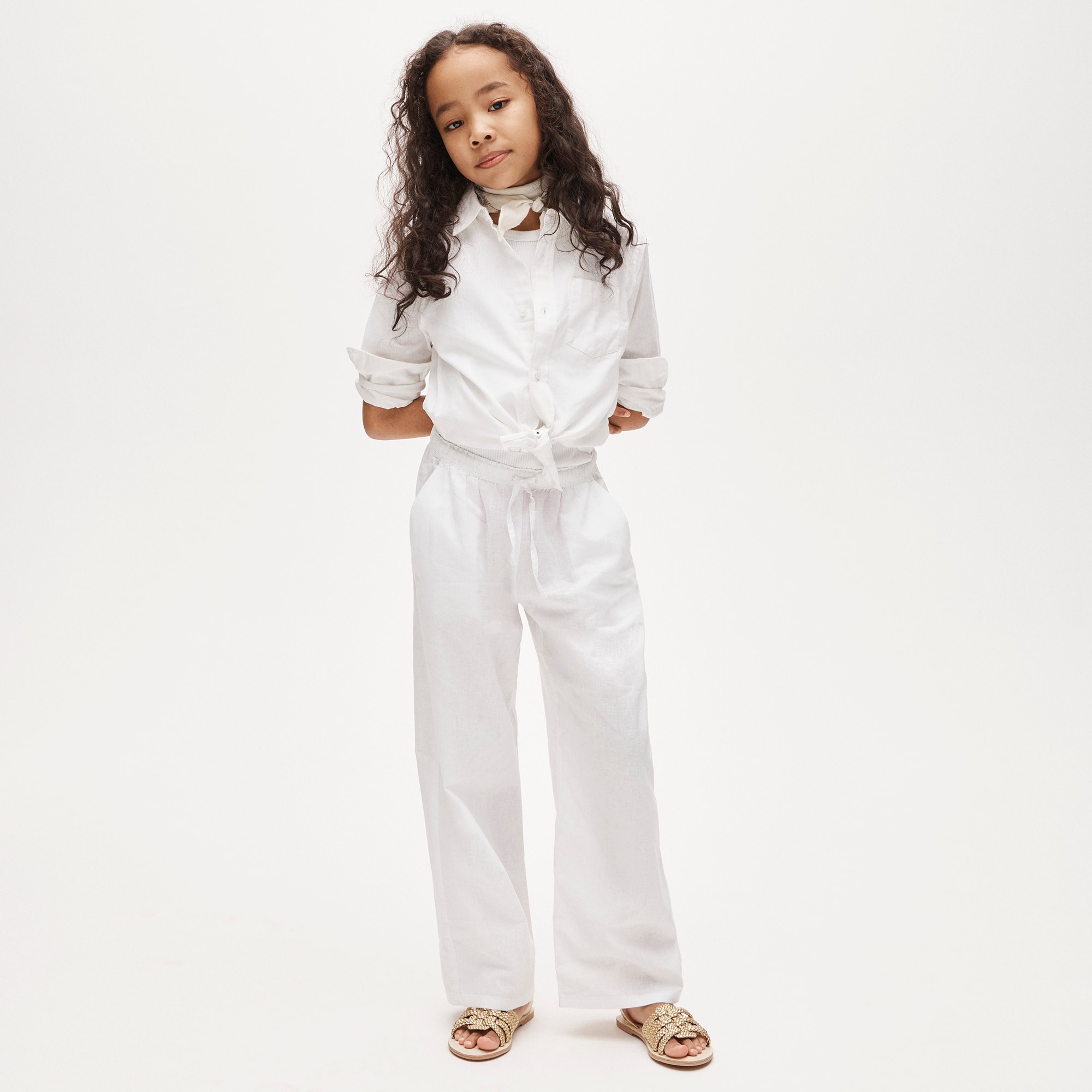 Girls' Soleil pant in linen-cotton blend