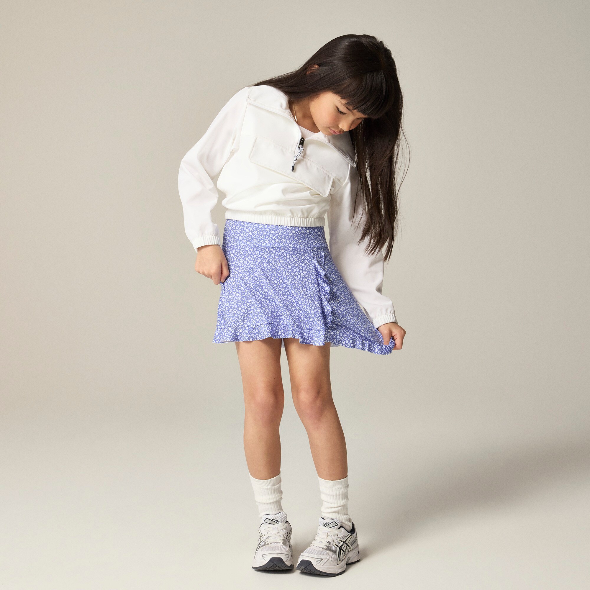  Girls' ruffle skort in performance jersey