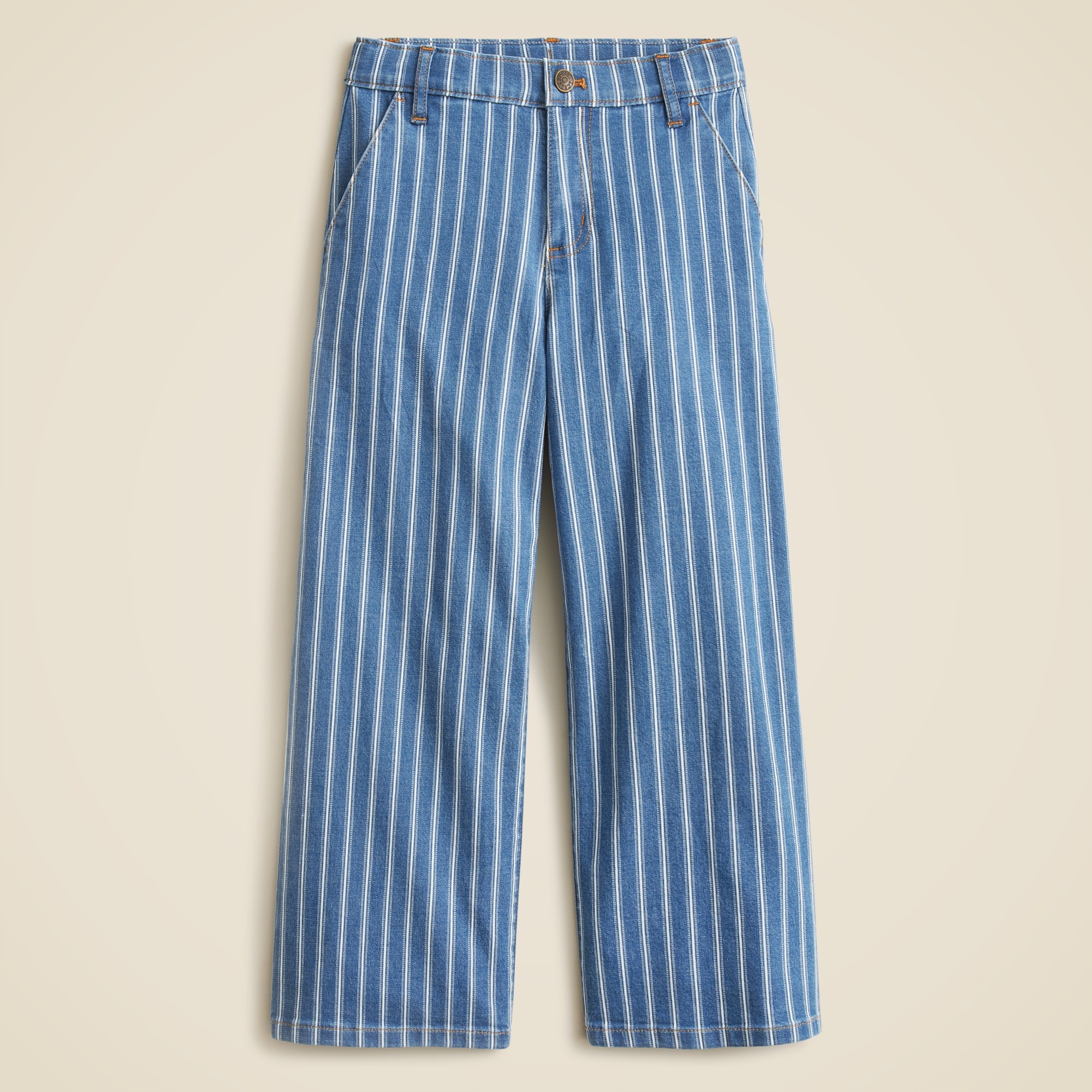  Girls' Sailor drapey denim trouser in stripe