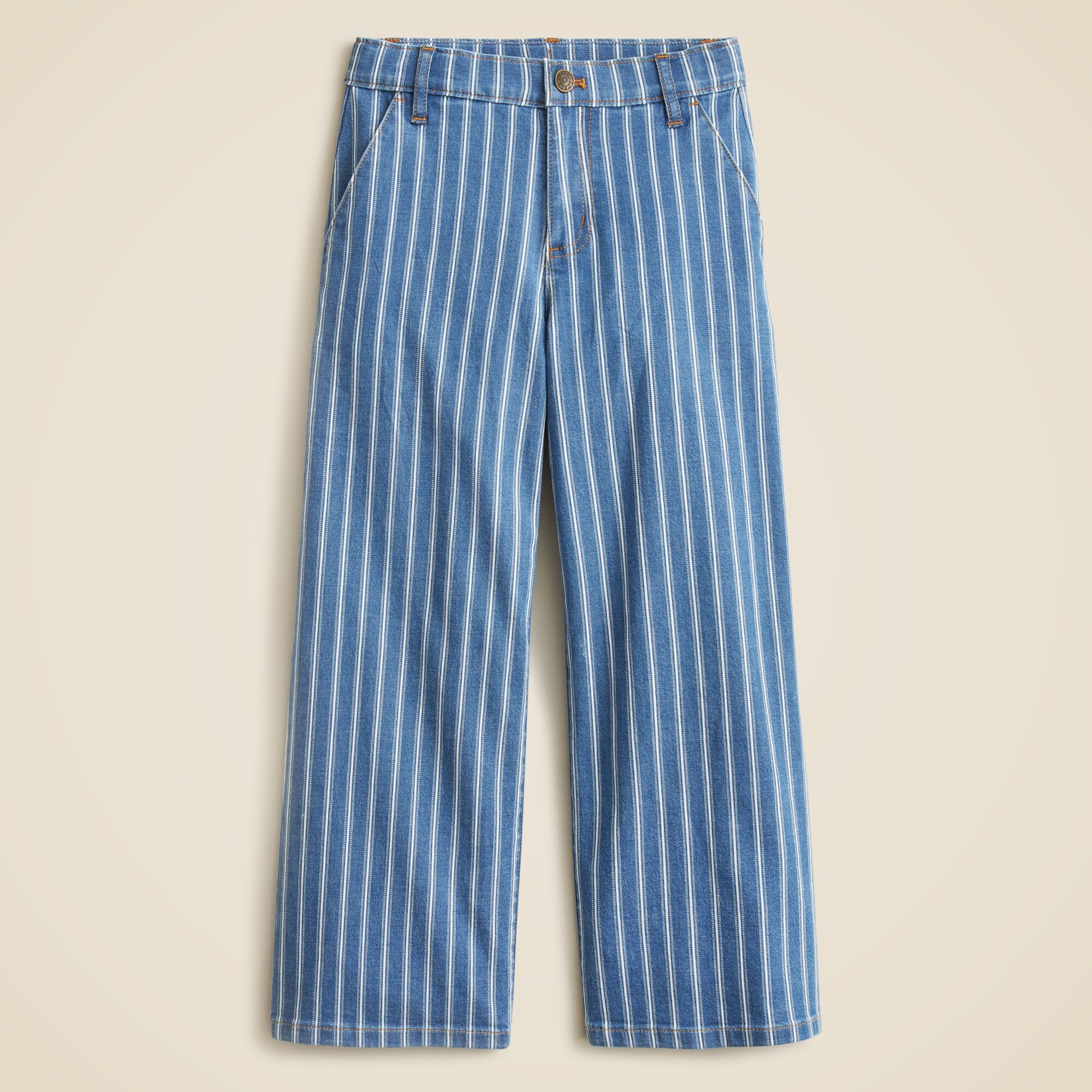 Girls' Sailor drapey denim trouser in stripe