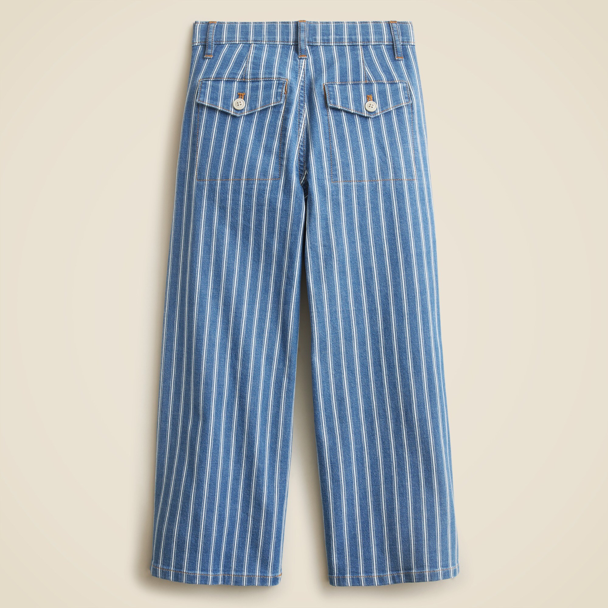 Girls' Sailor drapey denim trouser in stripe