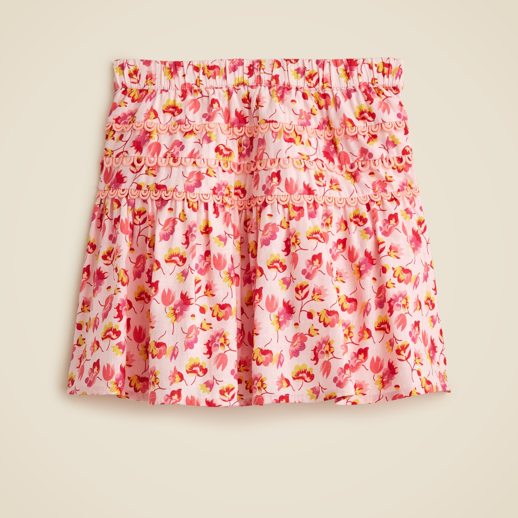 girls Girls' rickrack skirt in linen-cotton blend floral
