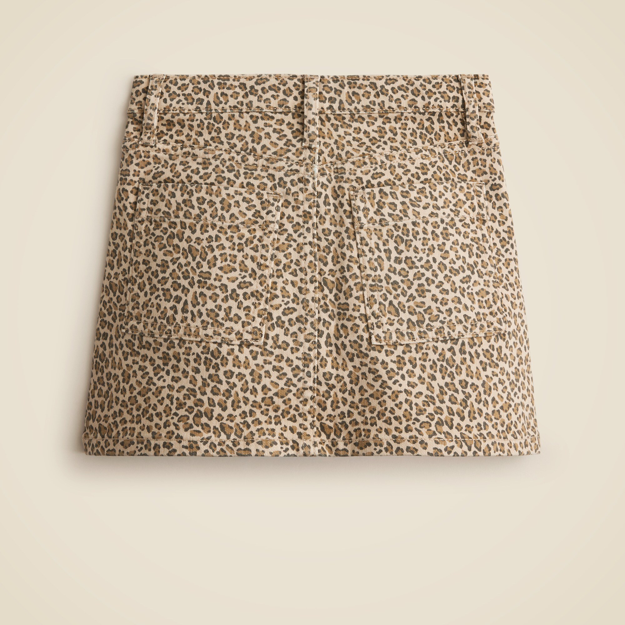 Girls' denim mini skirt in leopard print